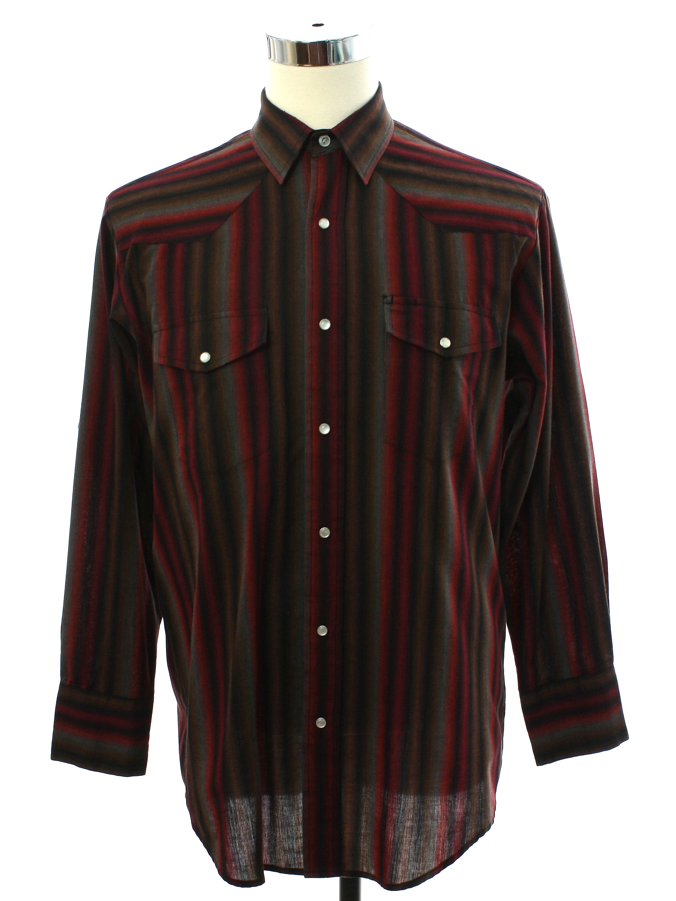 Western Shirt: 90s -Roper- Mens red, orange, gray, black, and brown ...