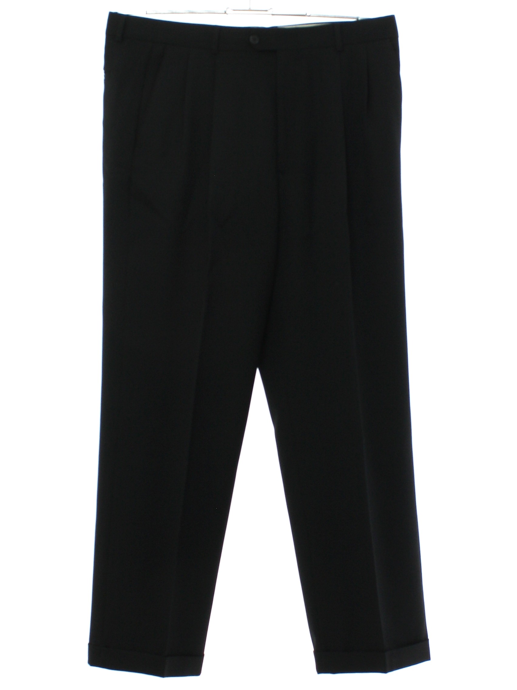 80s Vintage Woolmark Pants: 80s -Woolmark- Mens black wool gabardine ...