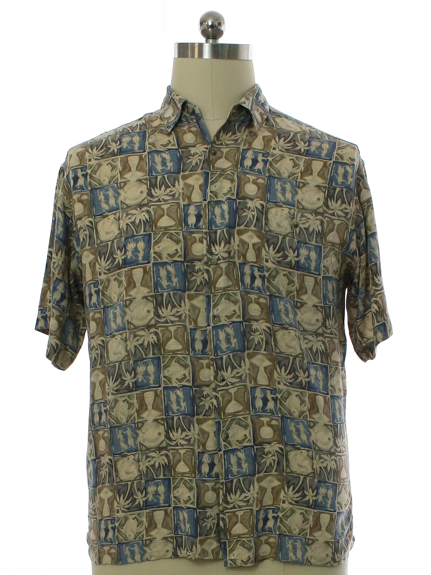 Nineties Vintage Hawaiian Shirt: 90s -Pierre Cardin- Mens cream ...