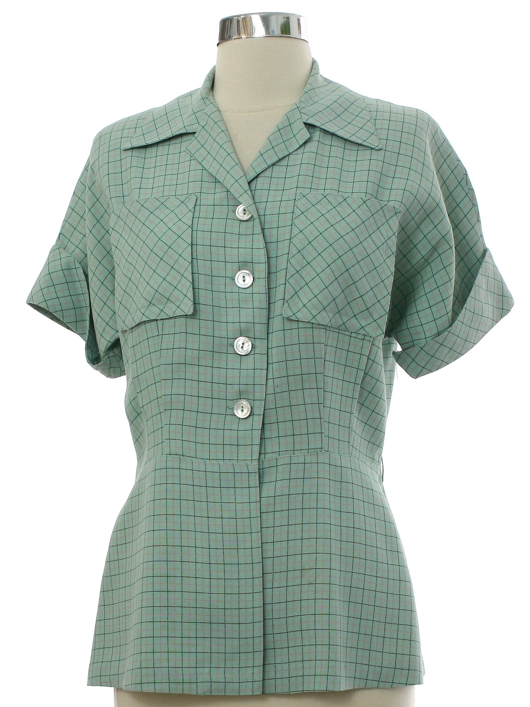 1940's Retro Gabardine Shirt: 40s style (likely made in the 50s ...