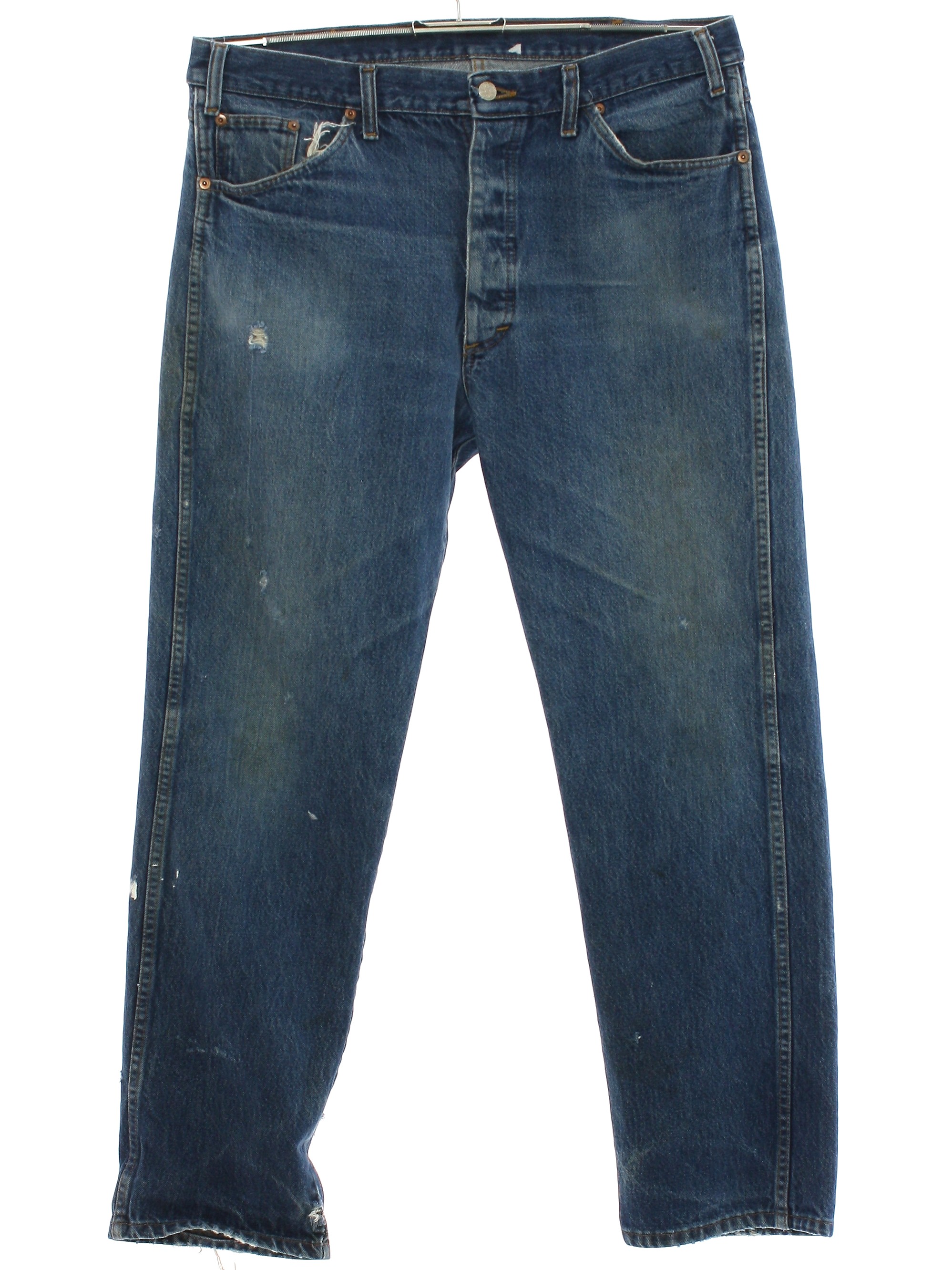 80's Vintage Pants: 80s -Off Duty- Mens worn and distressed blue cotton ...