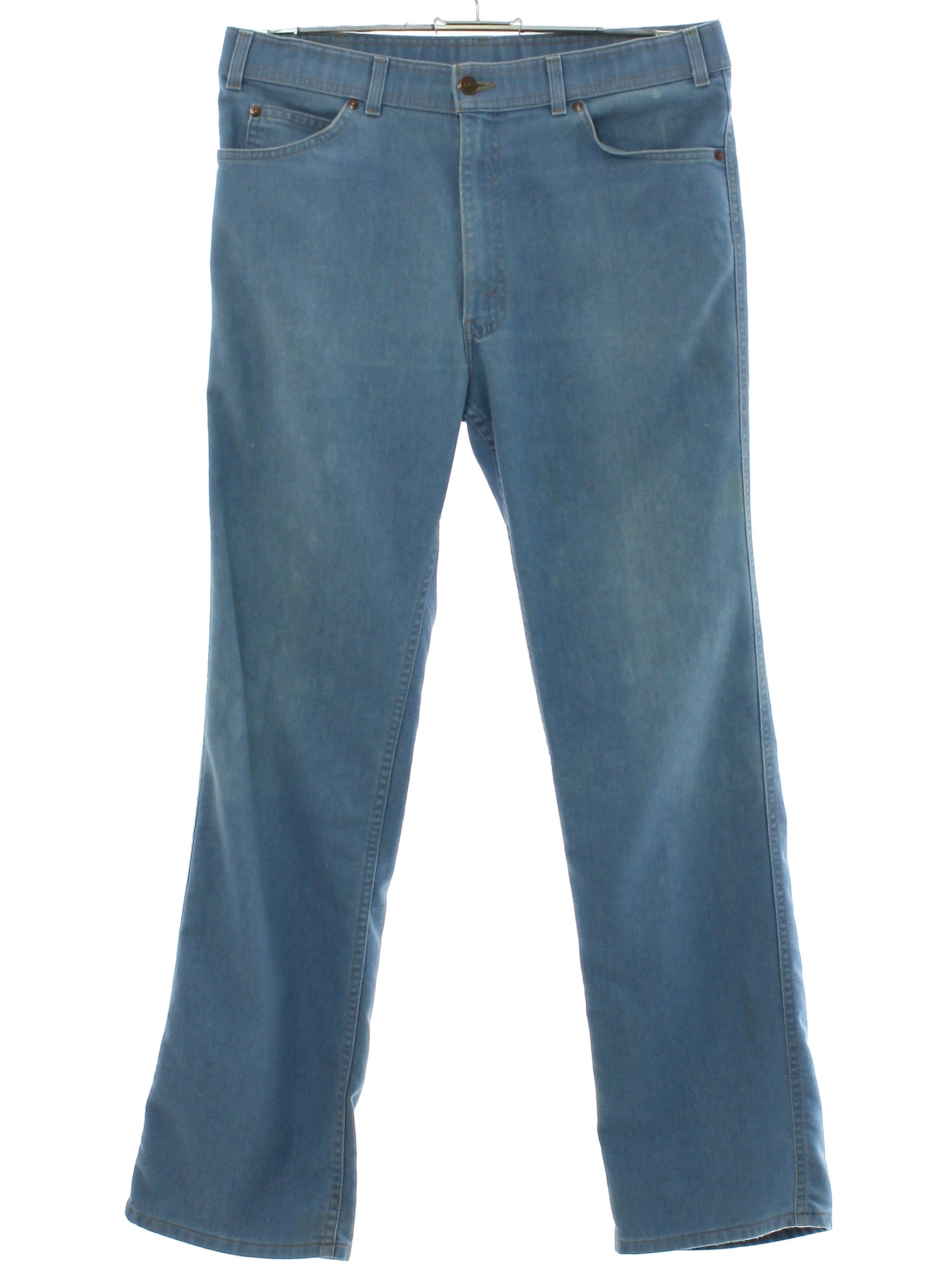 1970's Retro Pants: 70s -Levis Skosh- Mens worn and yellowed light blue ...