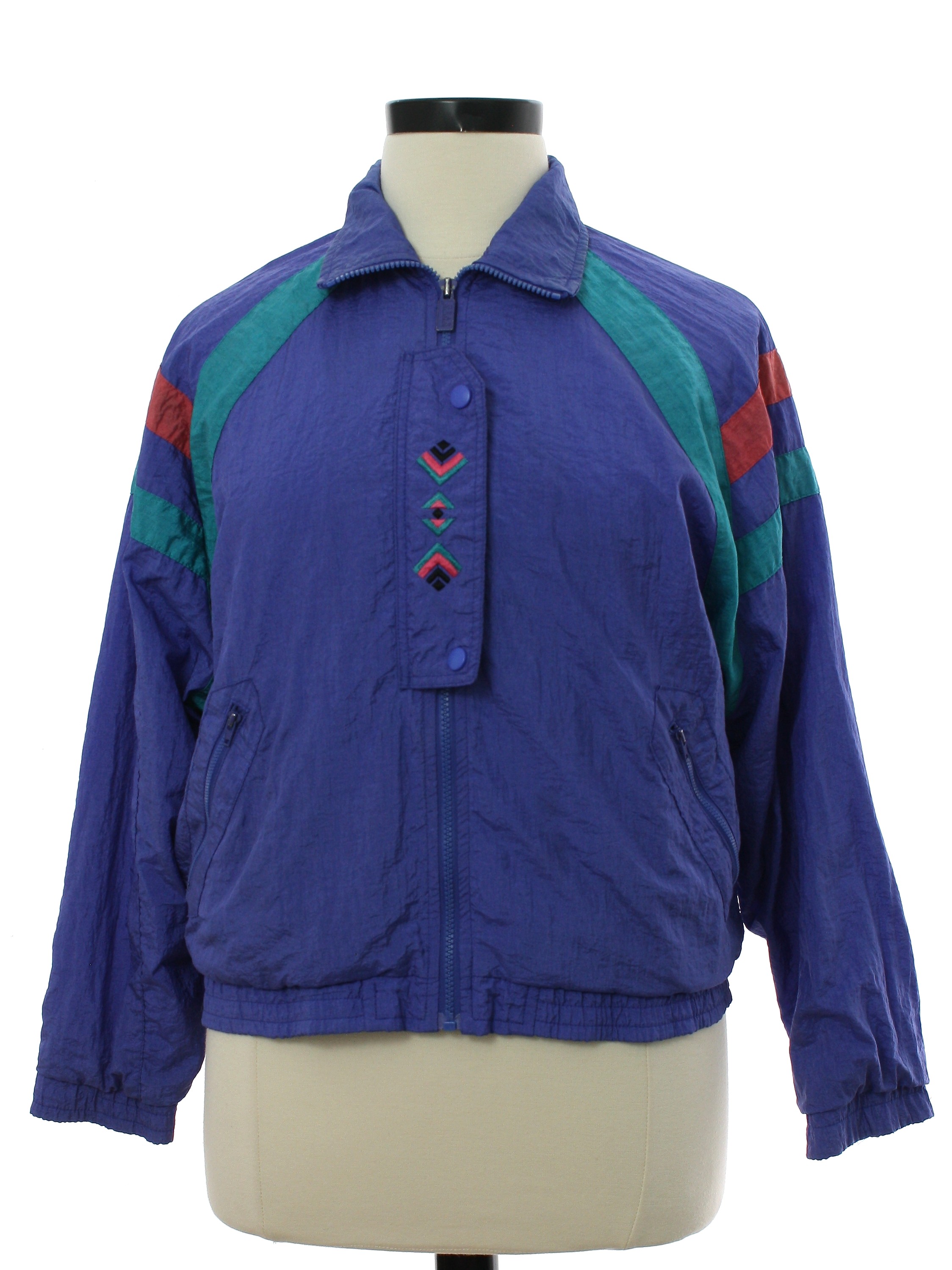 1980 s Gear for Sports Womens Totally 80s Zip Front Windbreaker Jacket