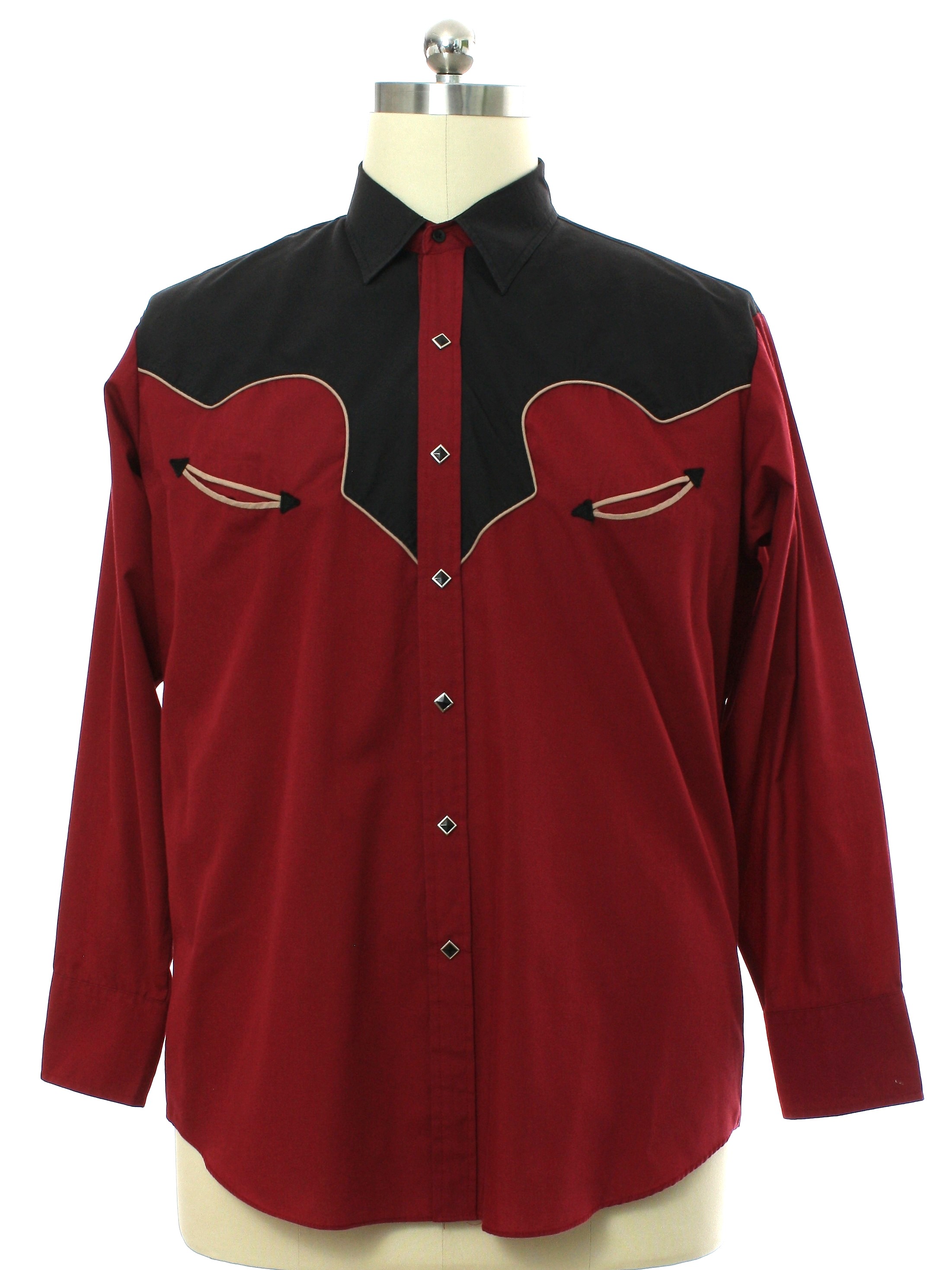 Western Shirt: 90s -Ely Cattleman- Mens burgundy red background ...