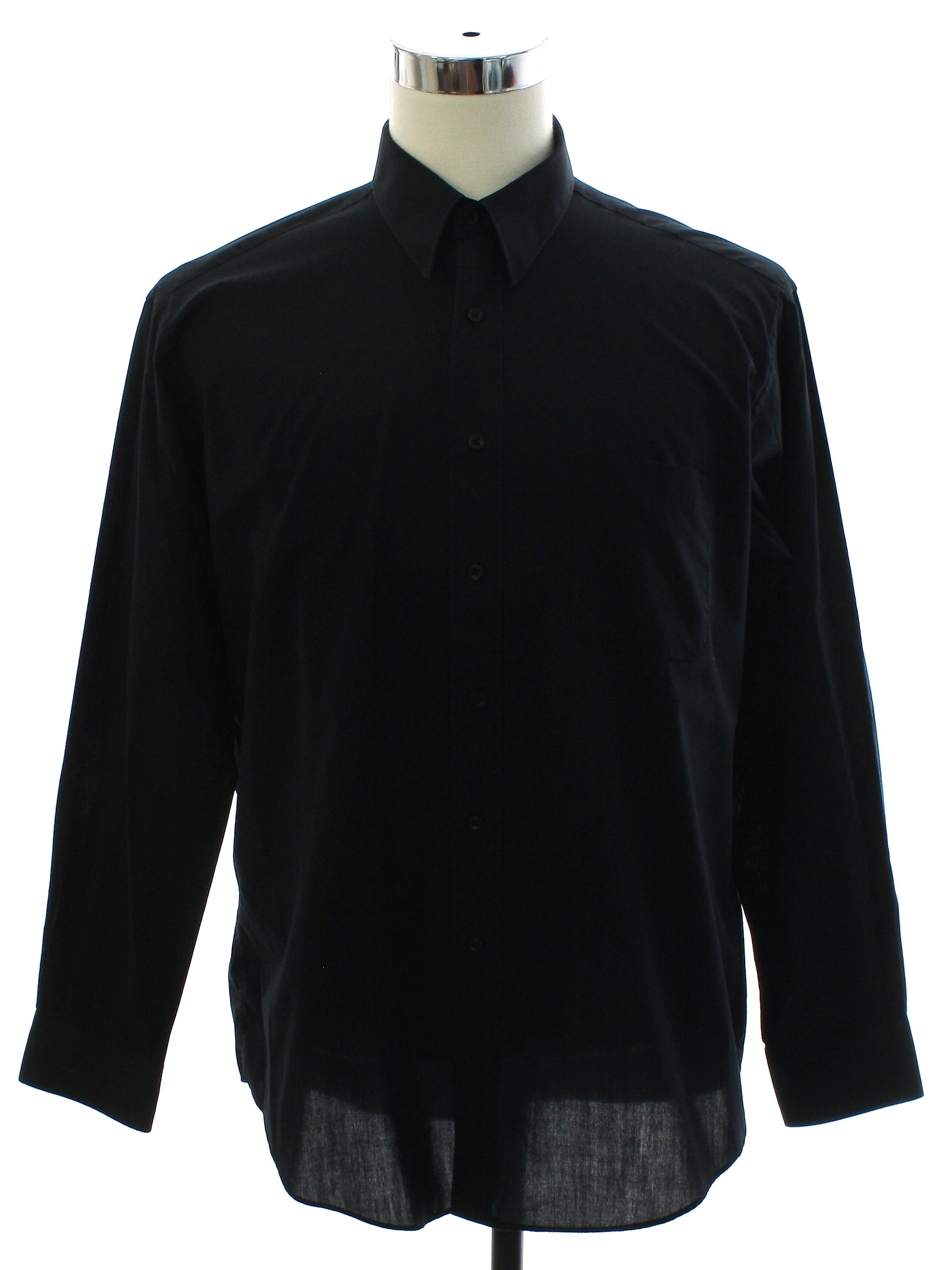 80's Pierre Cardin Shirt: Late 80s -Pierre Cardin- Mens black polyester ...