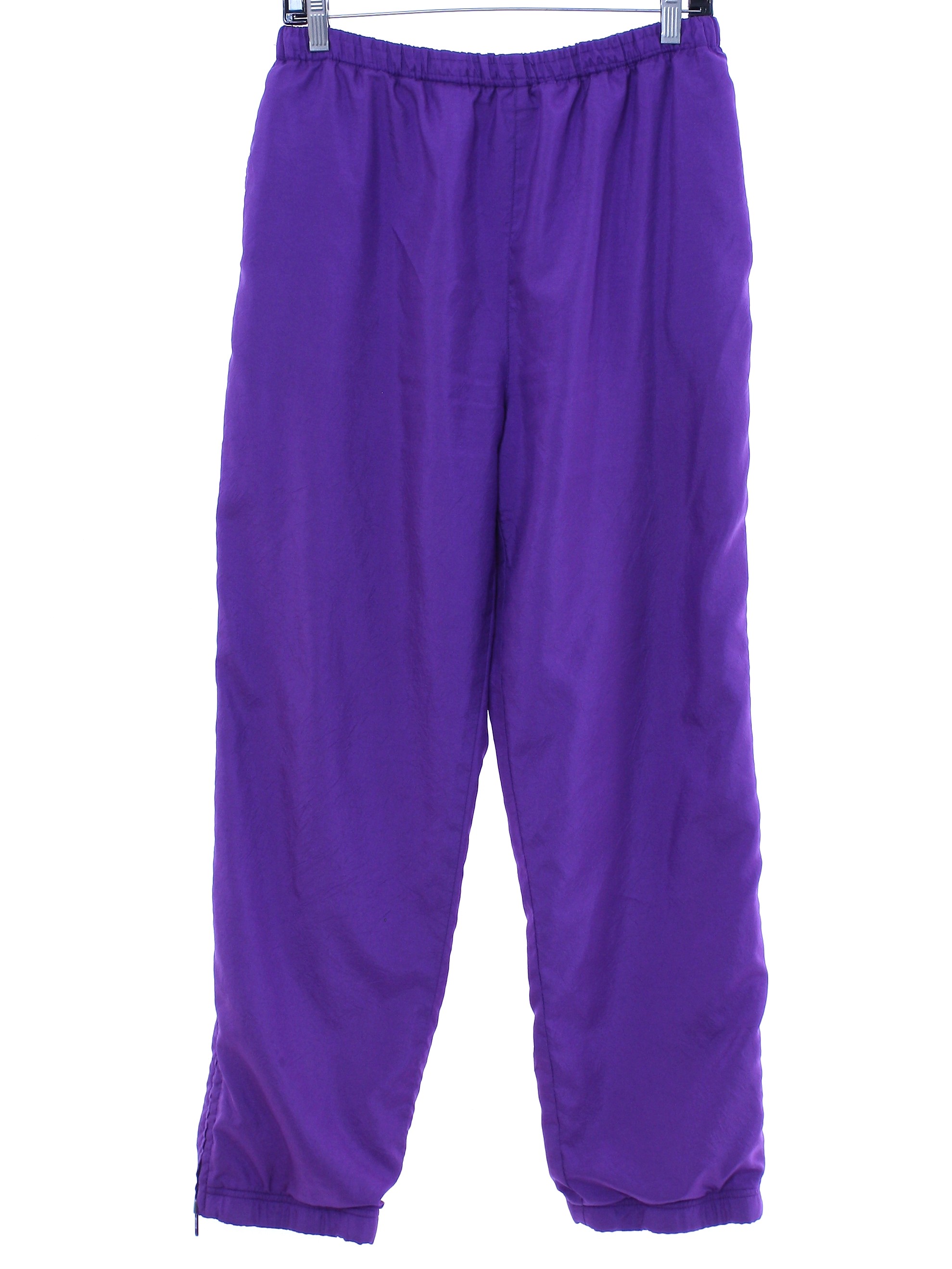 1980's Retro Pants: 80s -Kaelin- Womens purple nylon with cotton and ...