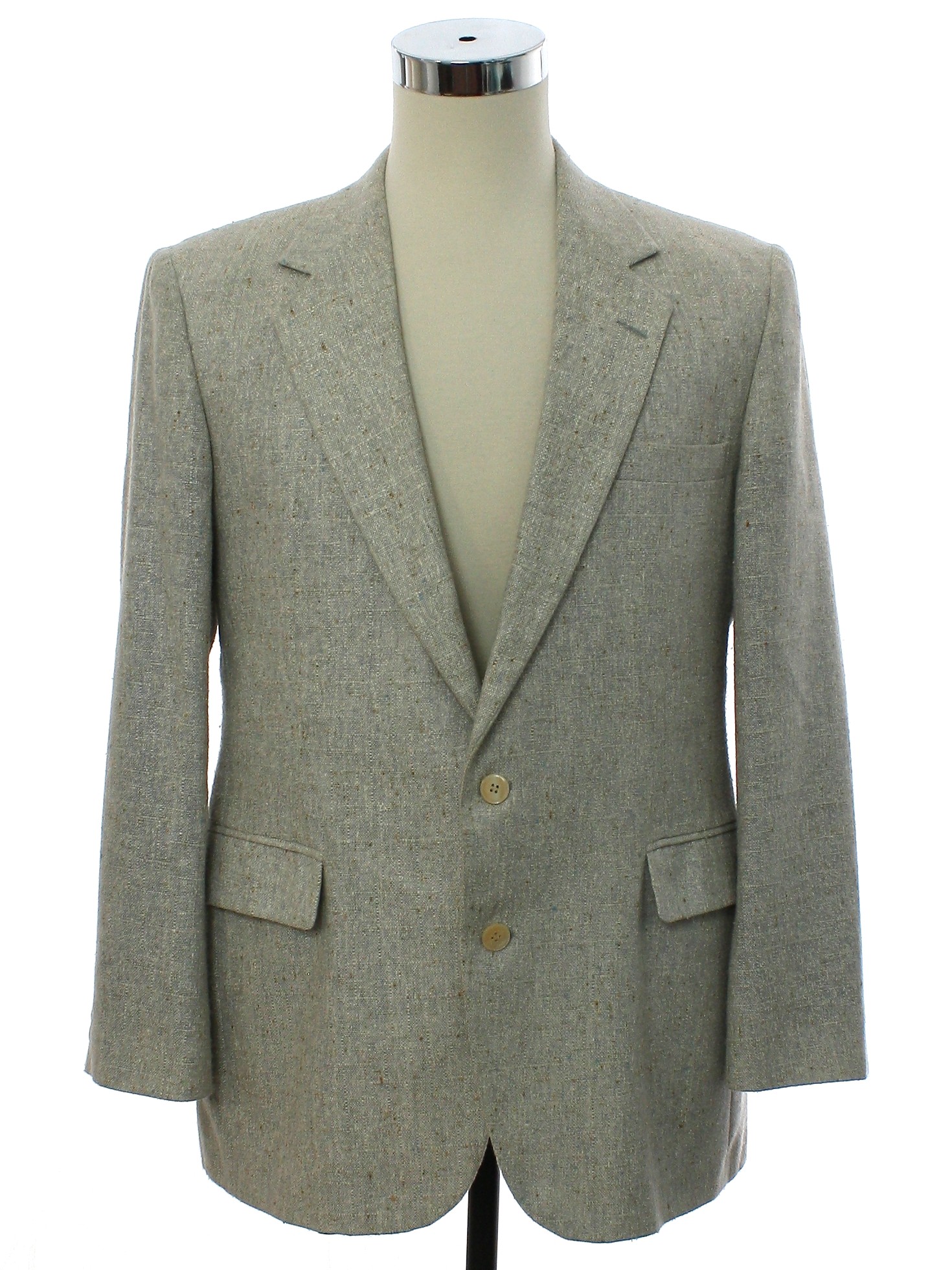 1980s Vintage Jacket: 80s -Haggar- Mens grey cream tweed wool jacket ...