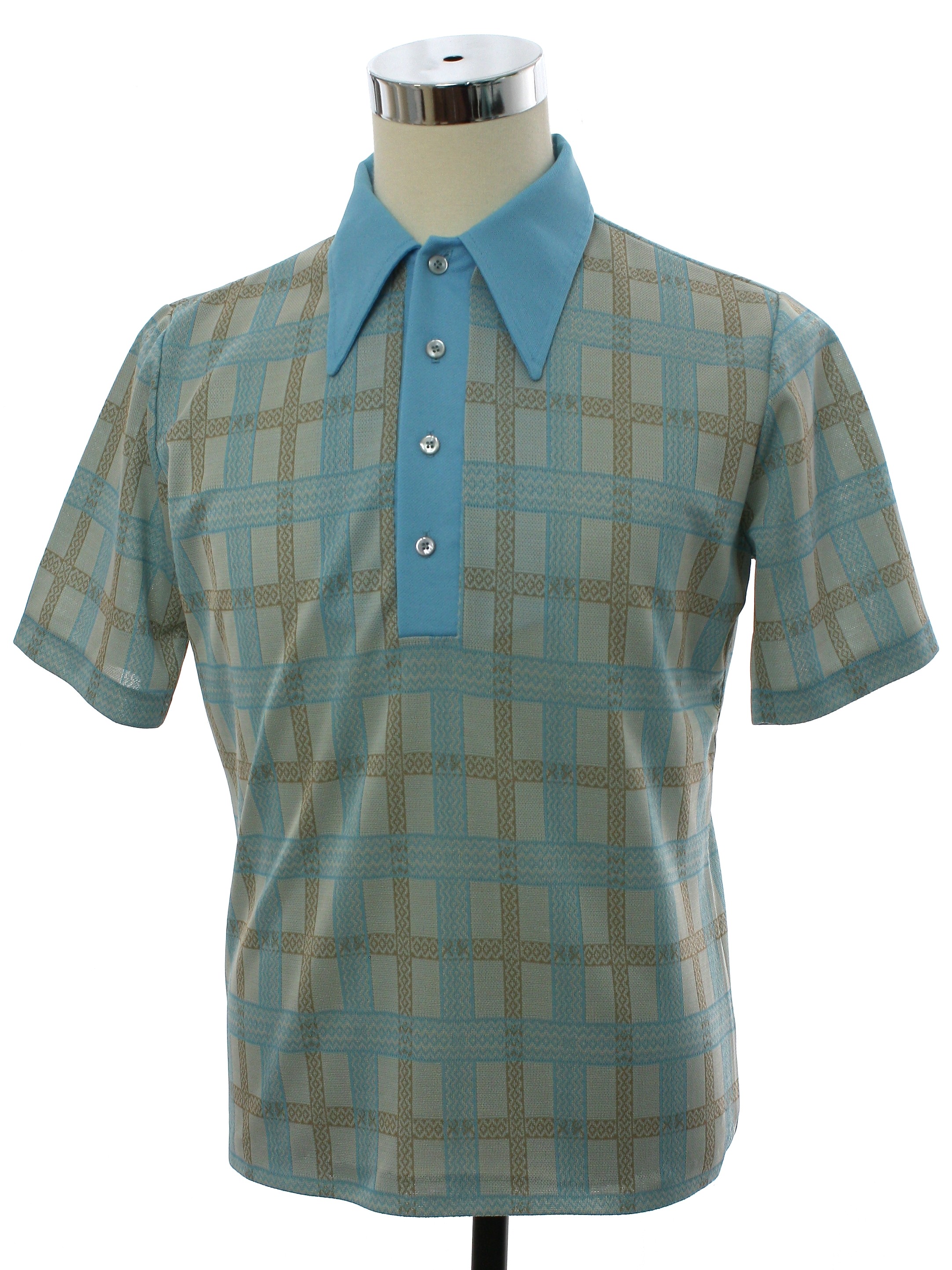 Retro Seventies Knit Shirt: 70s -Towncraft JcPenney- Mens light blue ...
