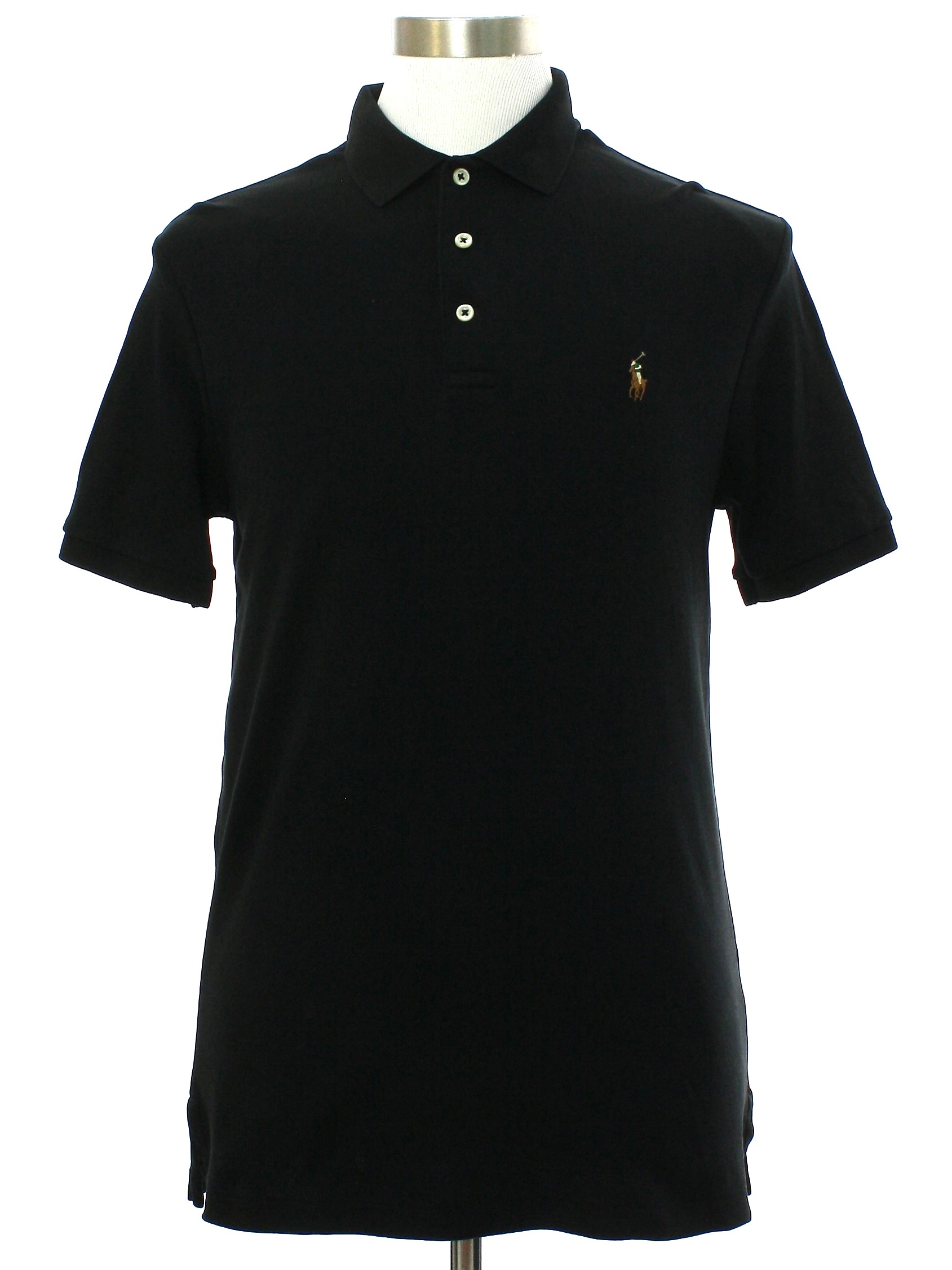 Shirt: Newer Than 90s -Polo Ralph Lauren- Mens black fine cotton