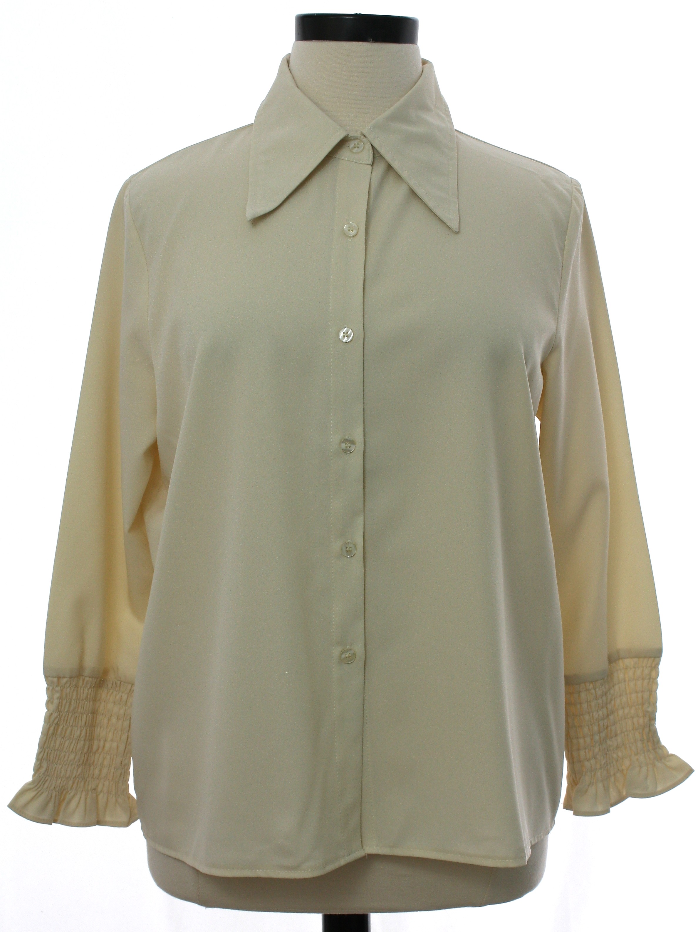 1970's Vintage Hippie Shirt: 70s -No Label- Womens cream background ...