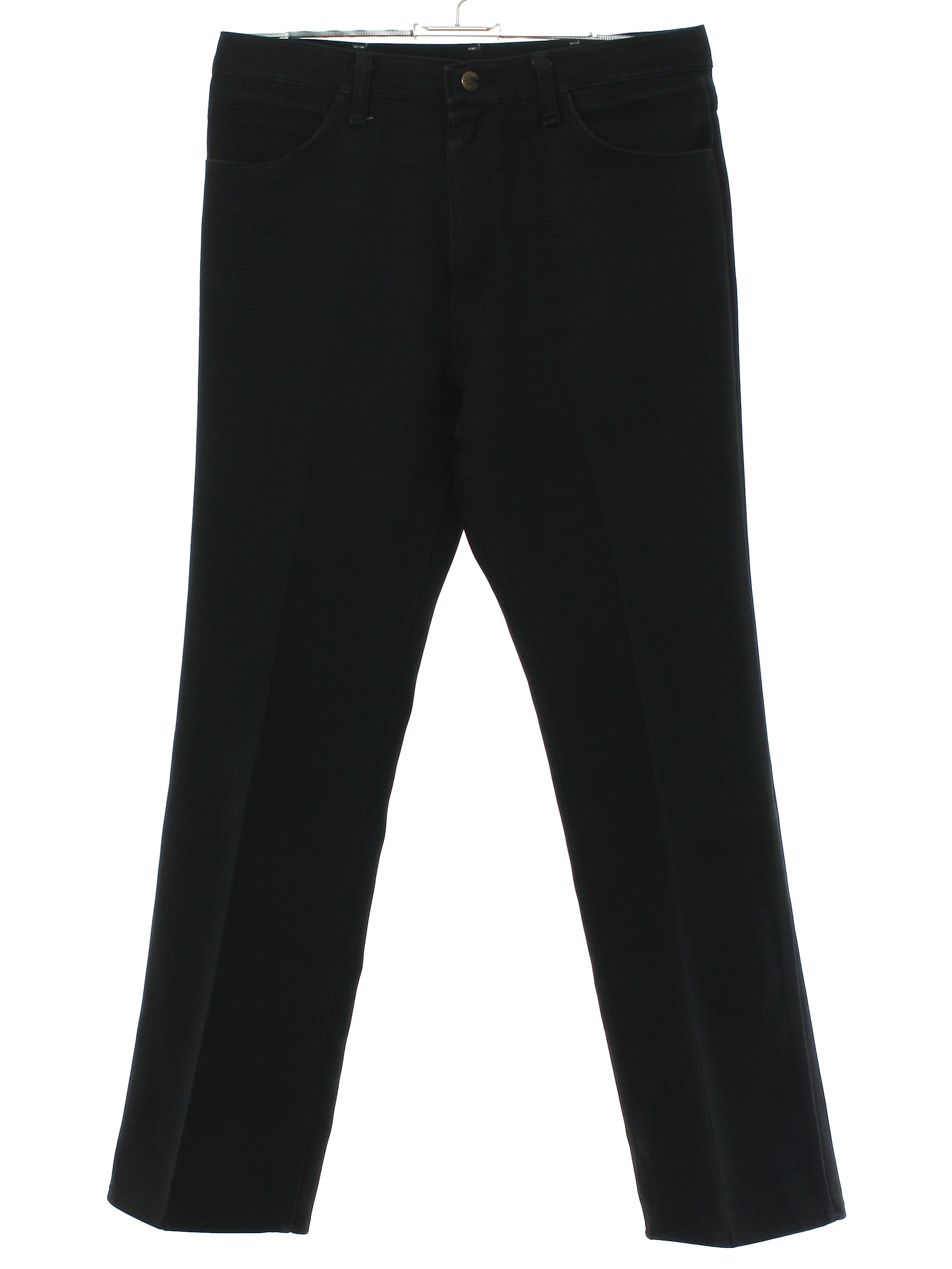 1980's Vintage Wrangler Pants: 80s -Wrangler- Mens black solid colored ...