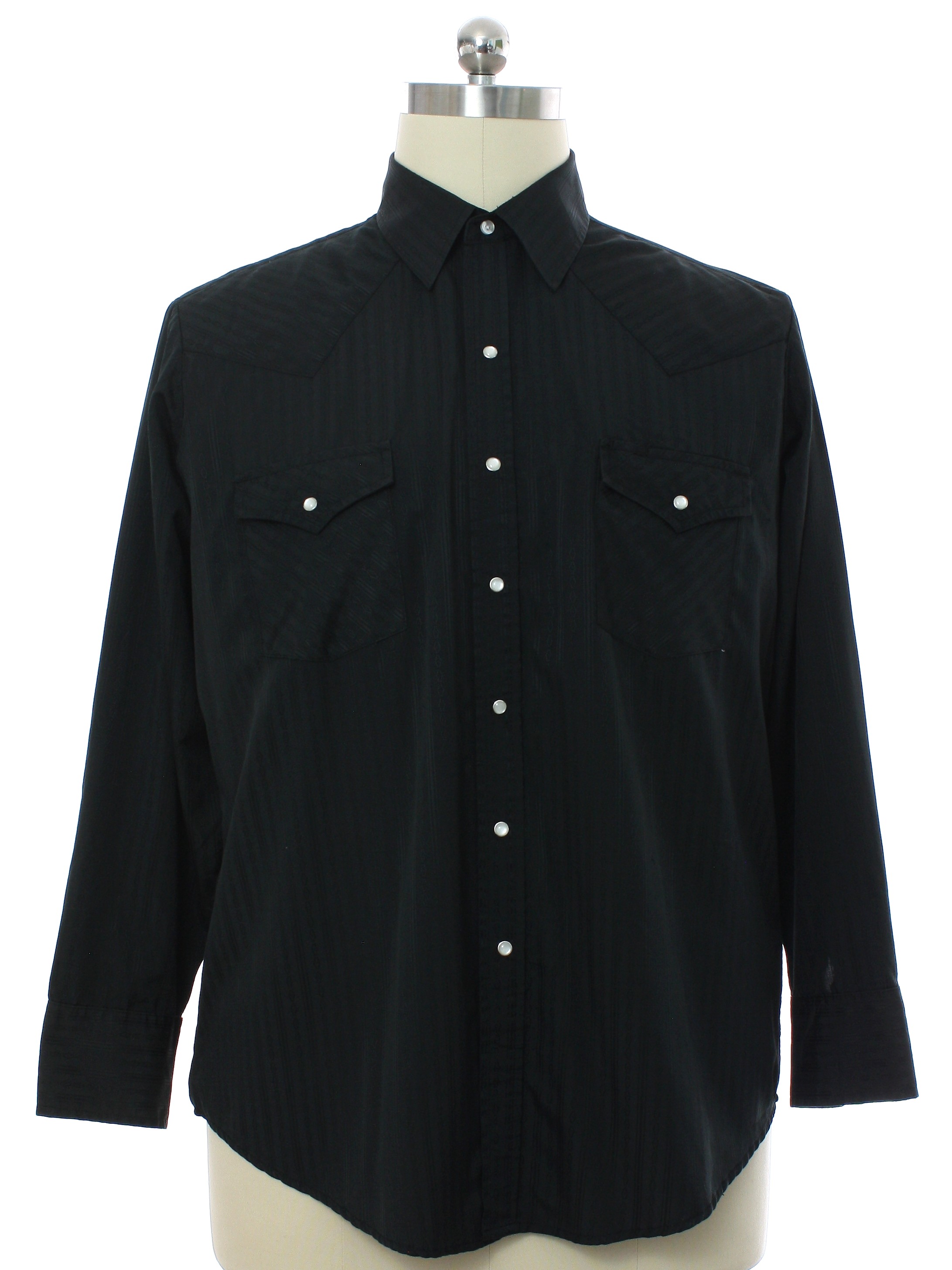 Western Shirt: 90s -Ely Cattleman- Mens black background polyester ...