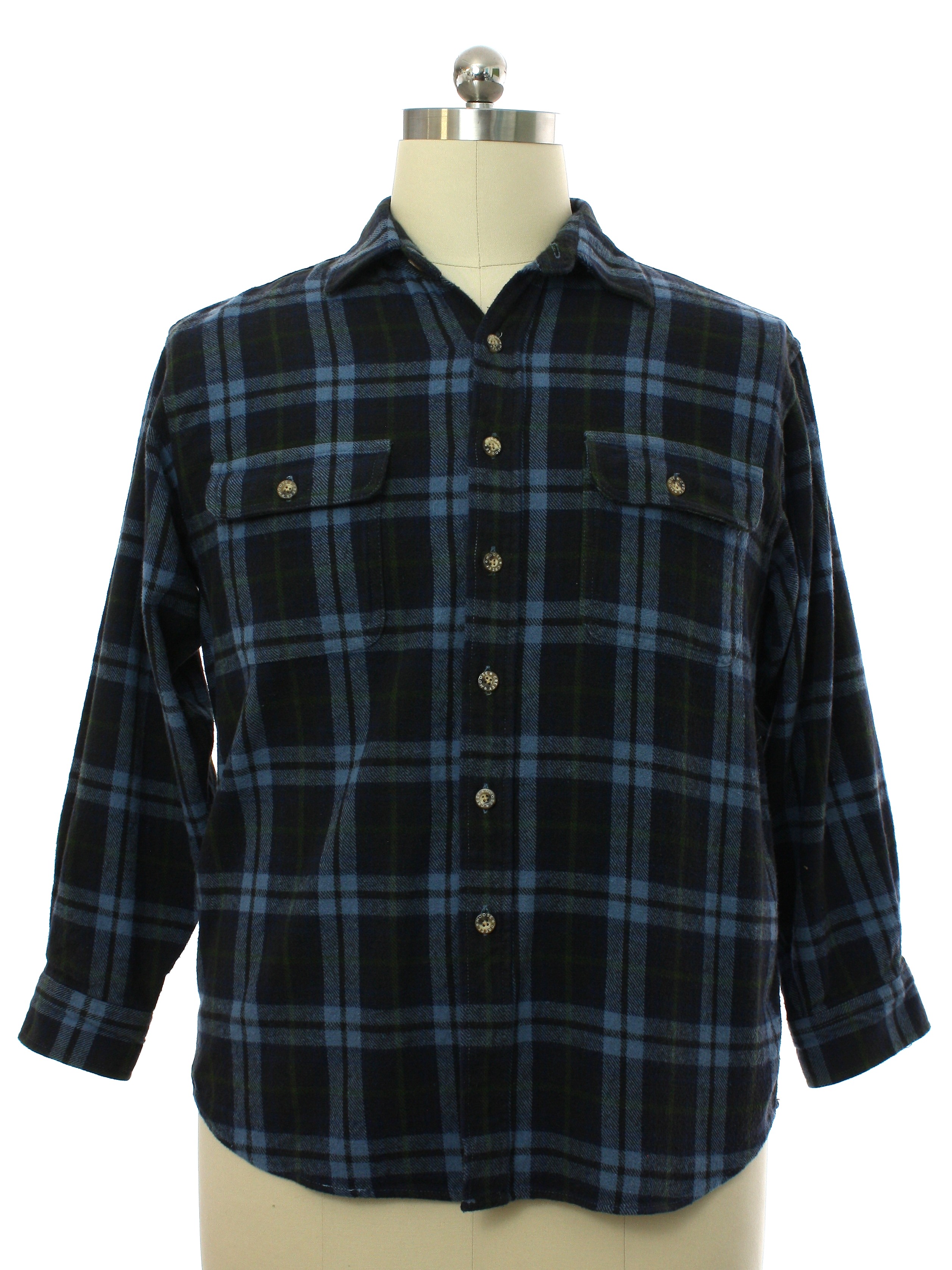 Nineties Vintage Shirt: 90s -Moose Creek- Mens navy, light blue, black ...