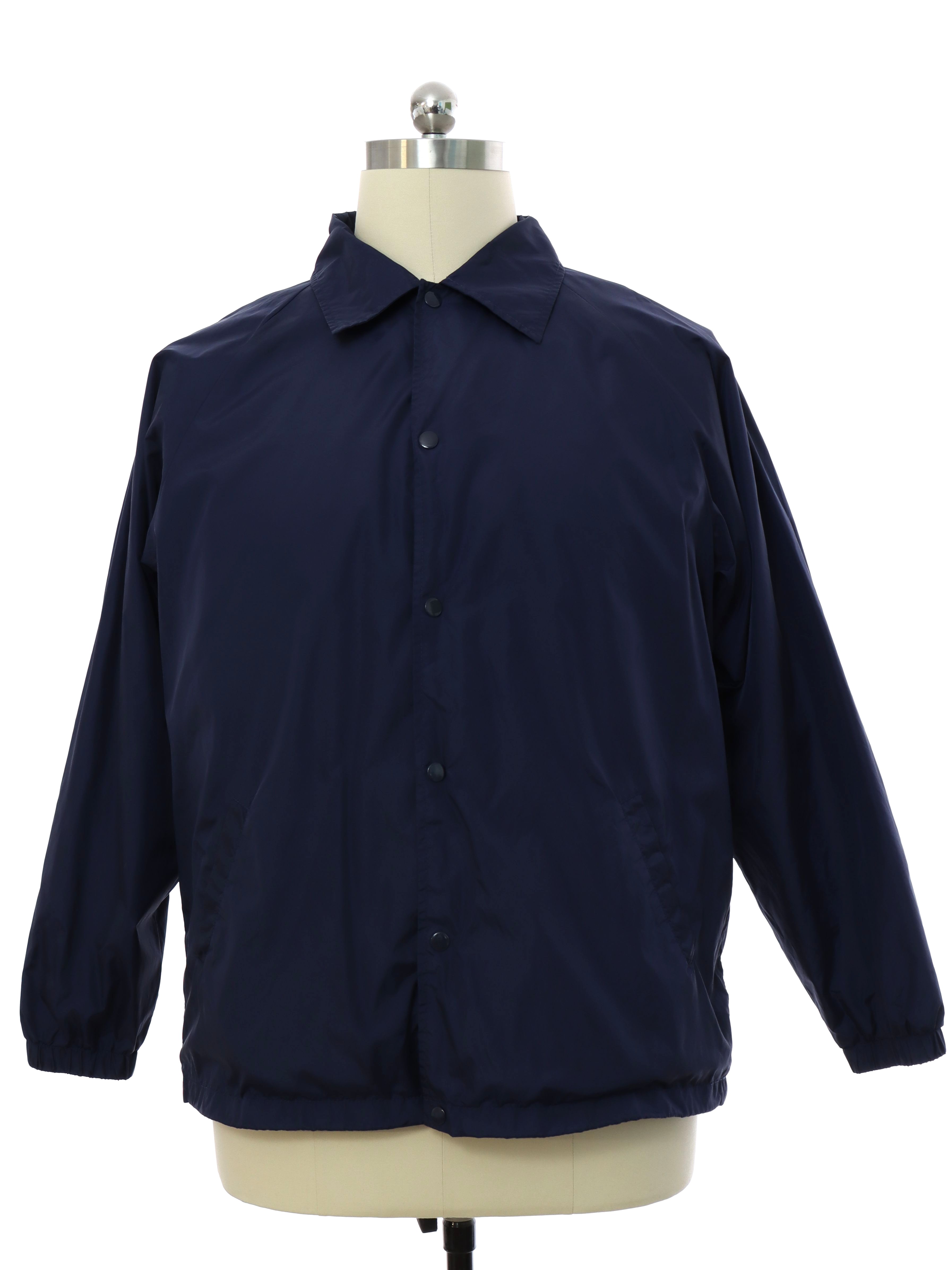 Jacket: 90s -Vos Sports- Mens midnight blue background nylon shell ...