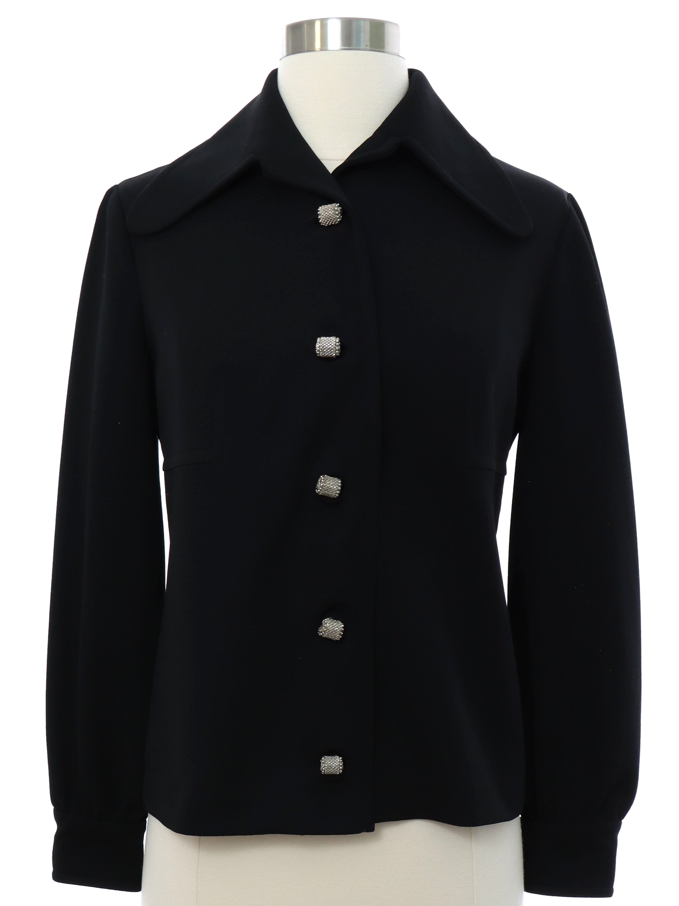 Vintage 60s Jacket: Late 60s -Promenade- Womens black polyester knit ...