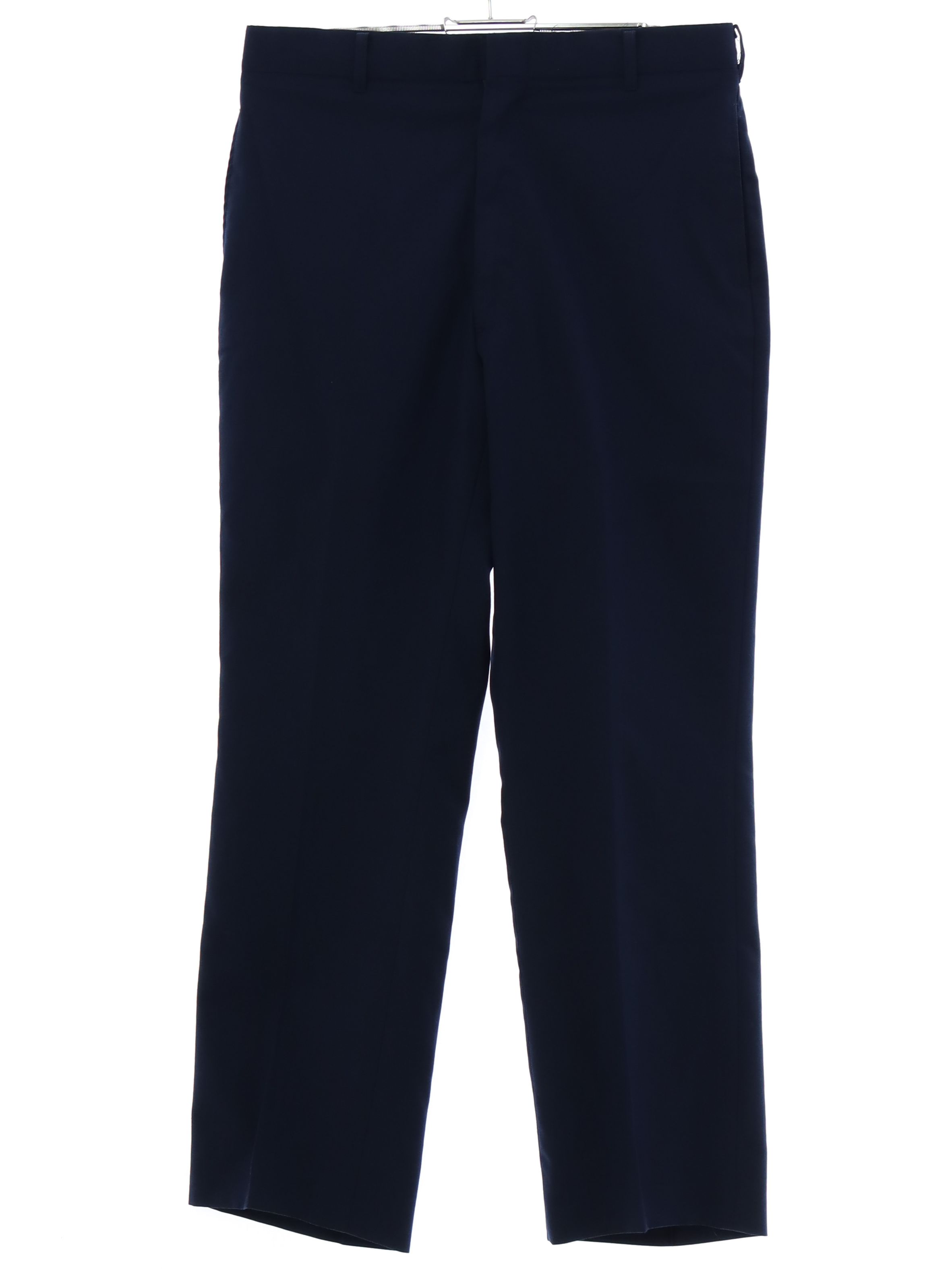 1960's Retro Pants: 60s -DSCP- Mens navy blue polyester wool serge ...