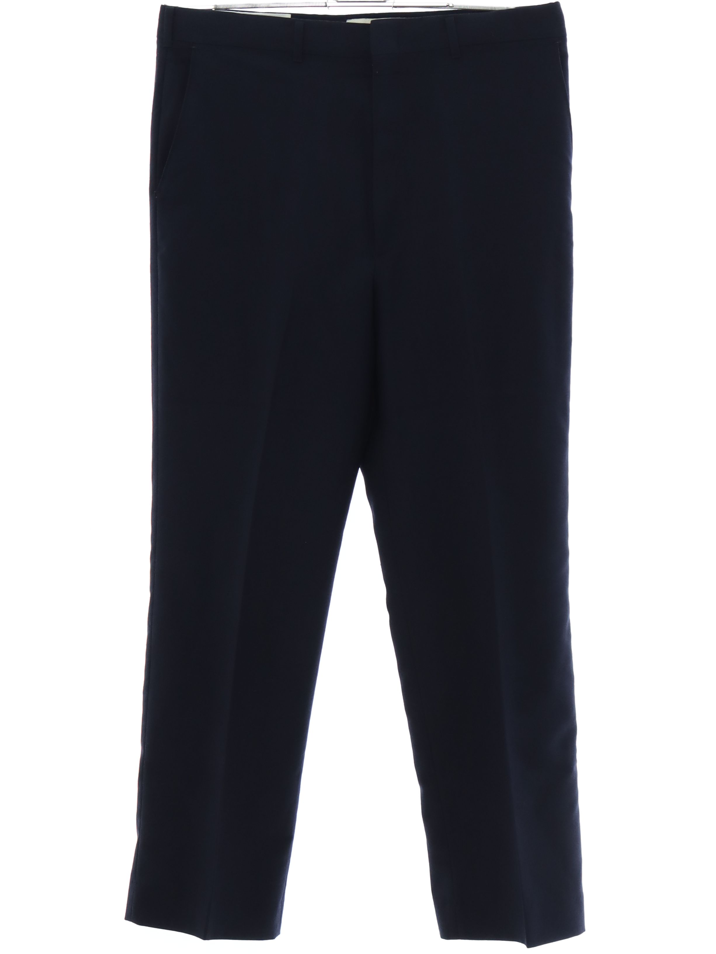 80's Vintage Pants: 80s -Haggar- Mens navy blue polyester wool poplin ...