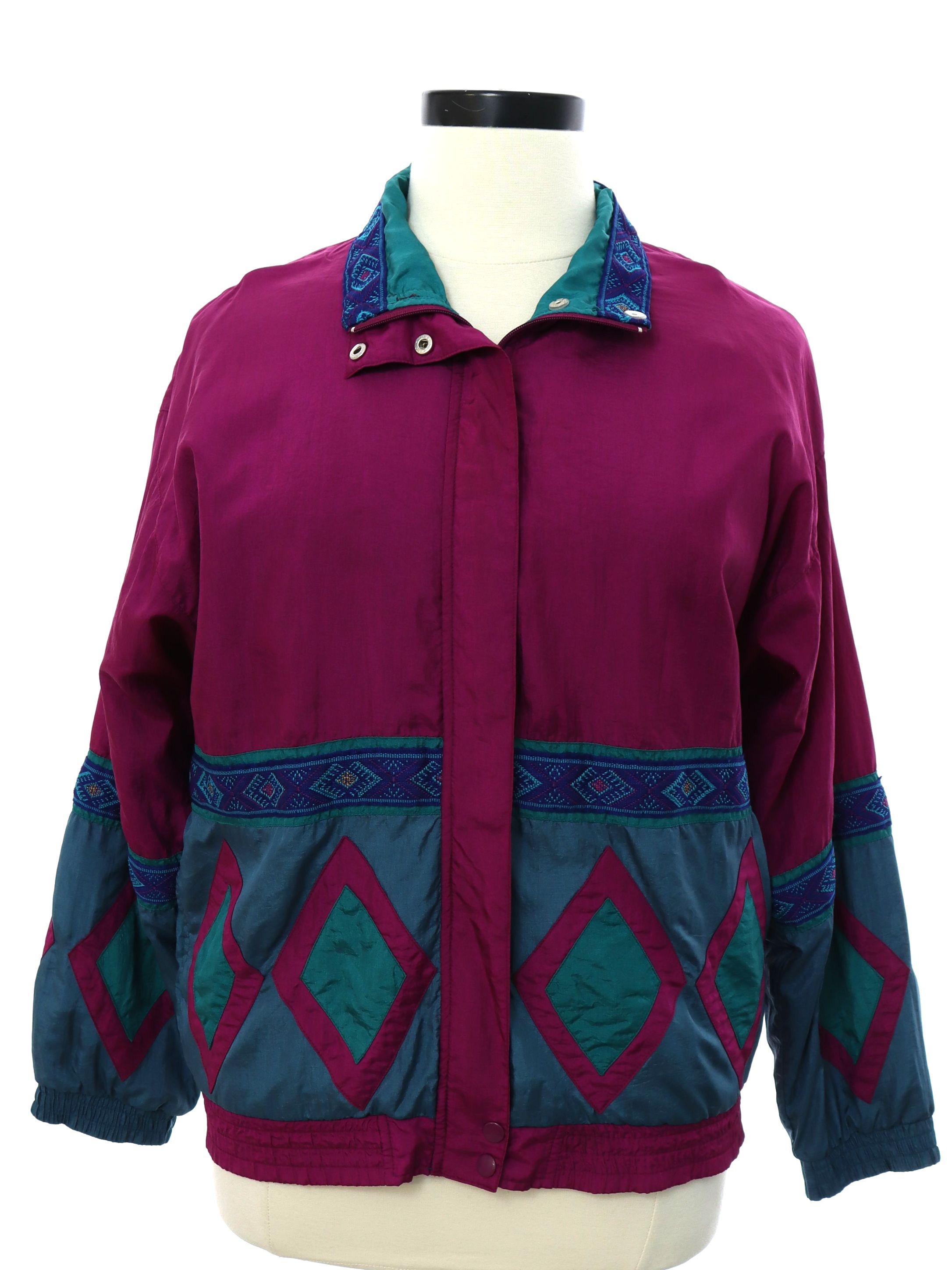 Lavon 1990s Vintage Jacket: 90s -Lavon- Womens magenta and teal color ...