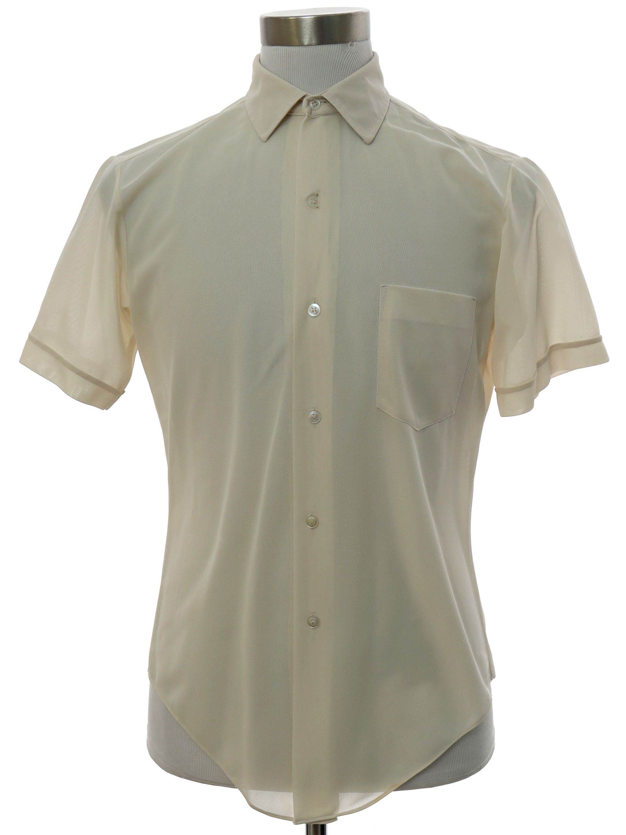 1950's Retro Shirt: 50s -Towncraft- Mens ivory background semi-sheer ...