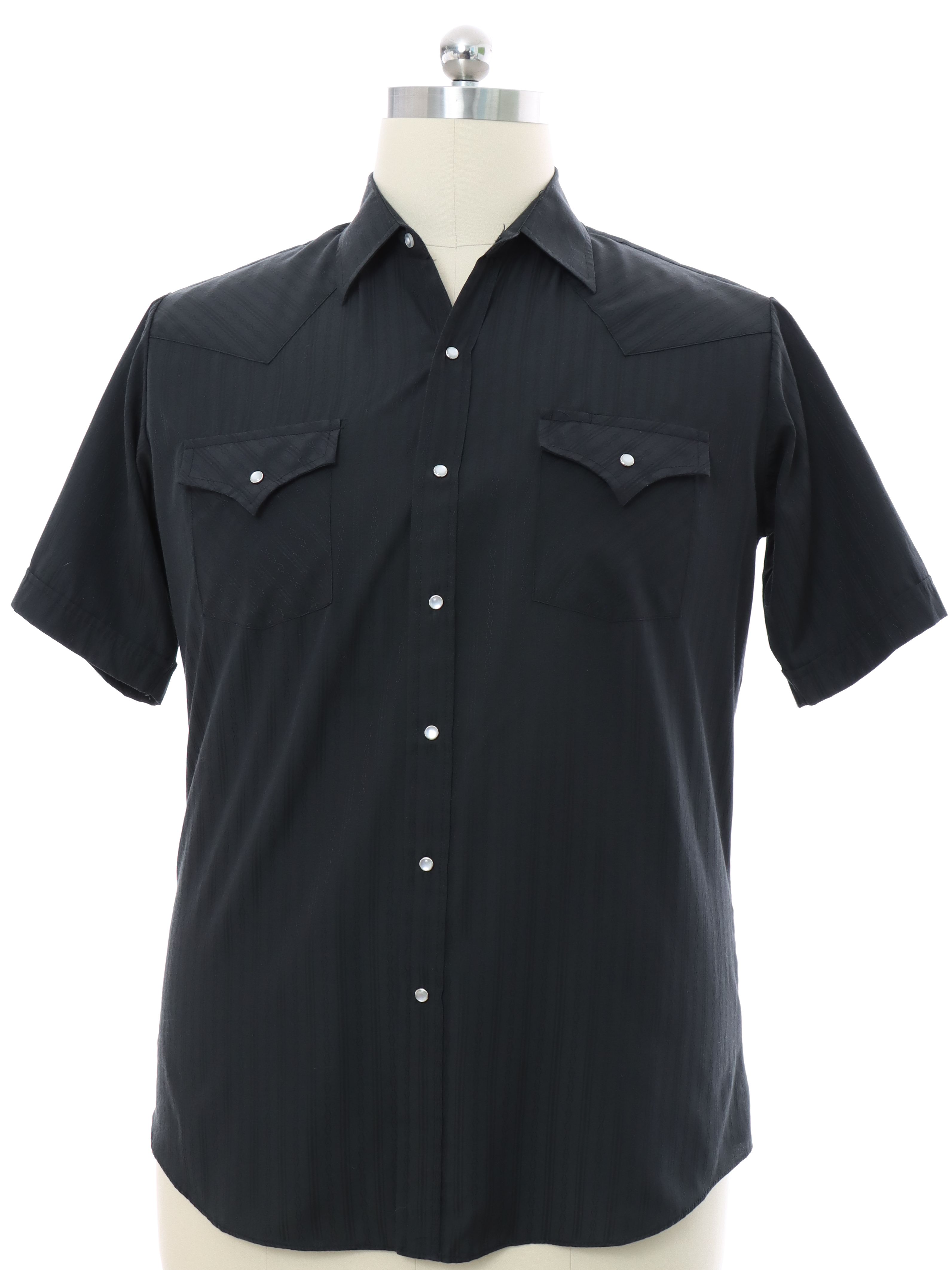 Western Shirt: 90s -Ely Cattleman- Mens black background polyester ...