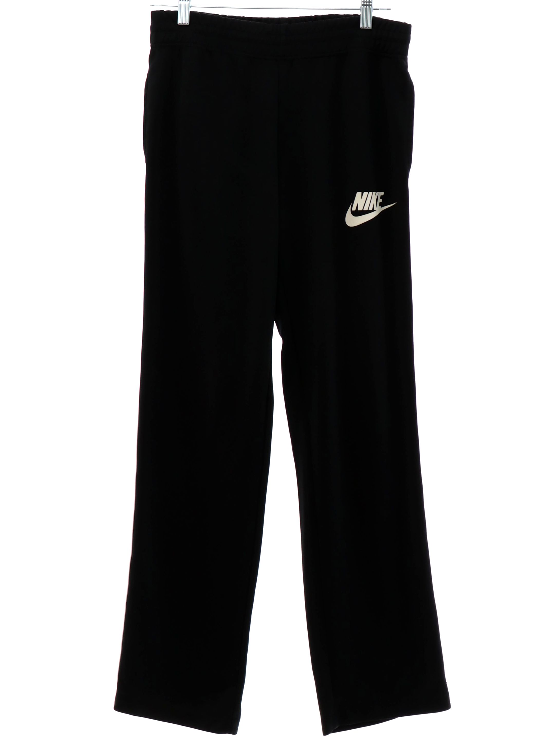 Pants 90s Nike Mens black solid colored lightweight polyester