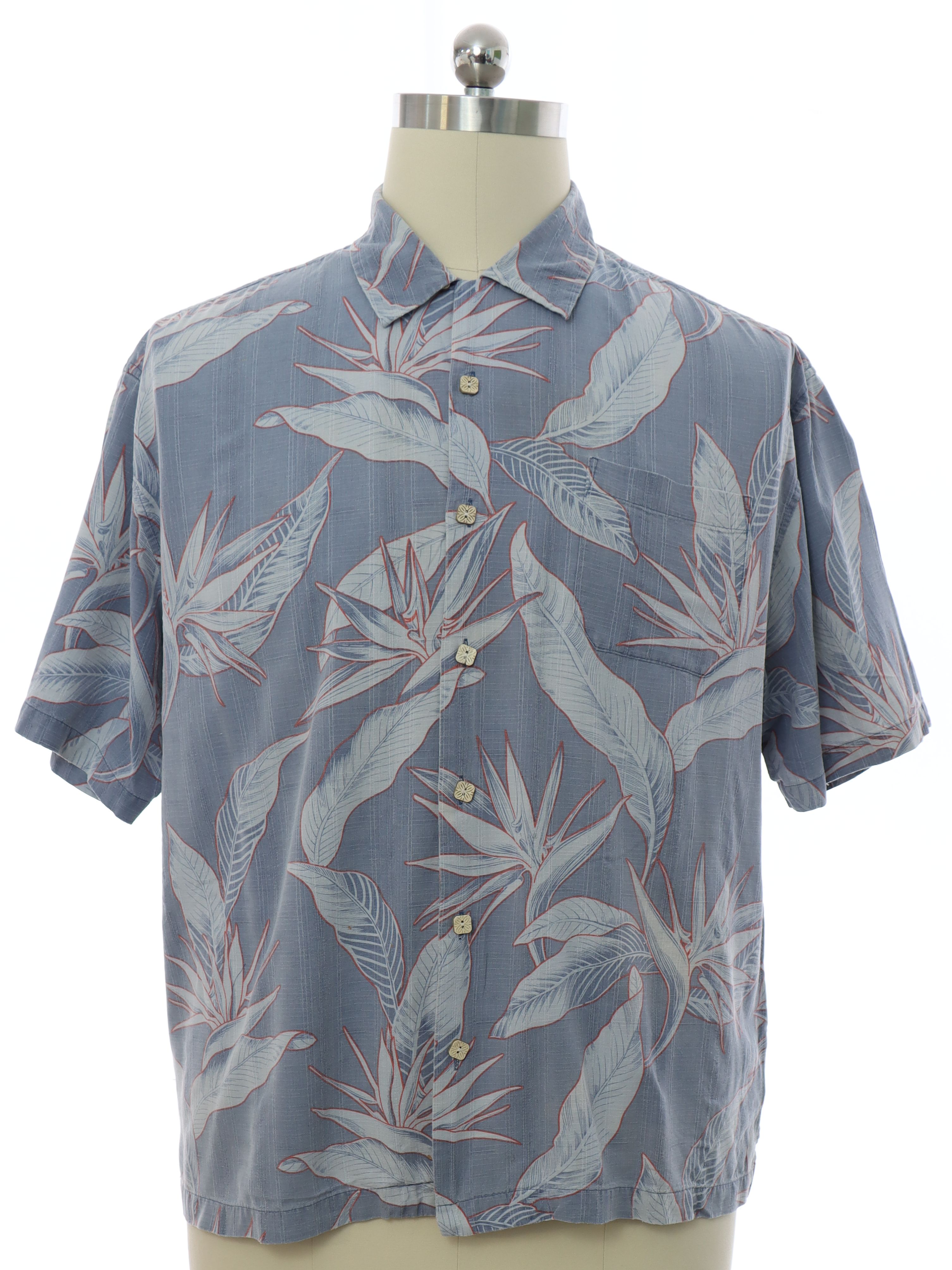 Hawaiian Shirt: 90s -Jamaica Jaxx- Mens light dusty blue medium weight ...