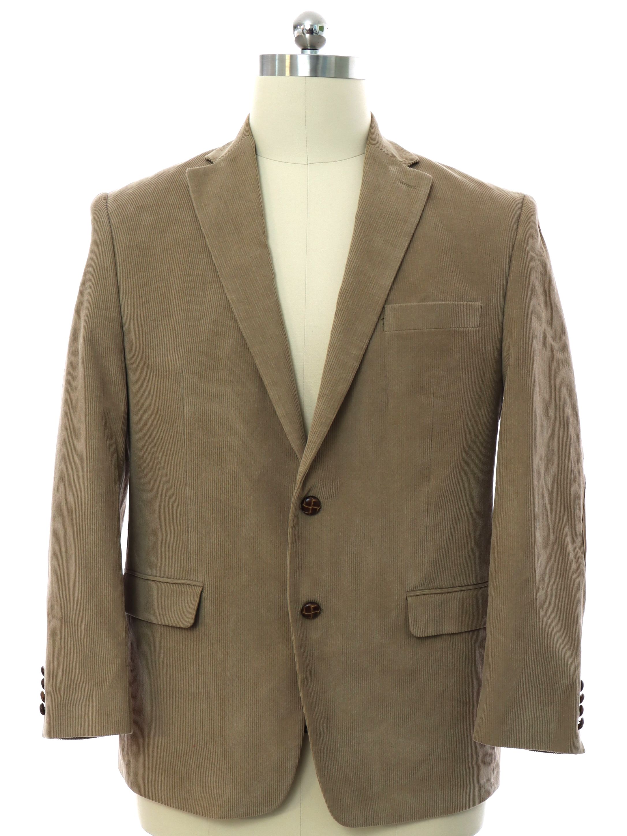 Jacket: 90s -Chaps (Ralph Lauren)- Mens tan background cotton