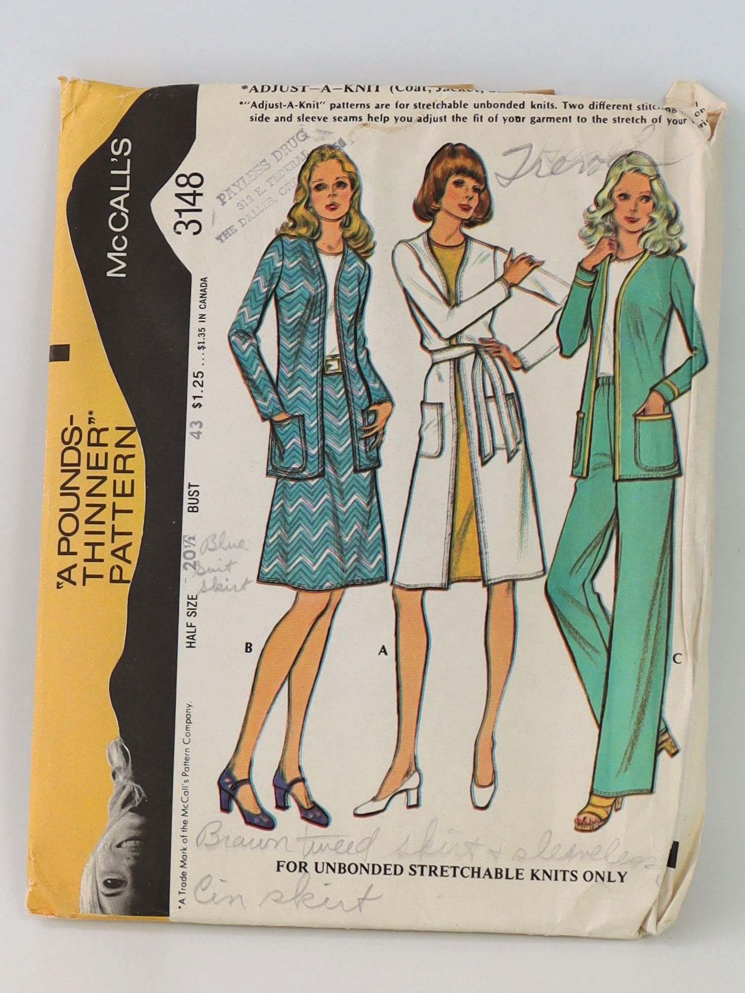 Vintage McCalls Pattern No. 3148 70's Sewing Pattern: 70s -McCalls