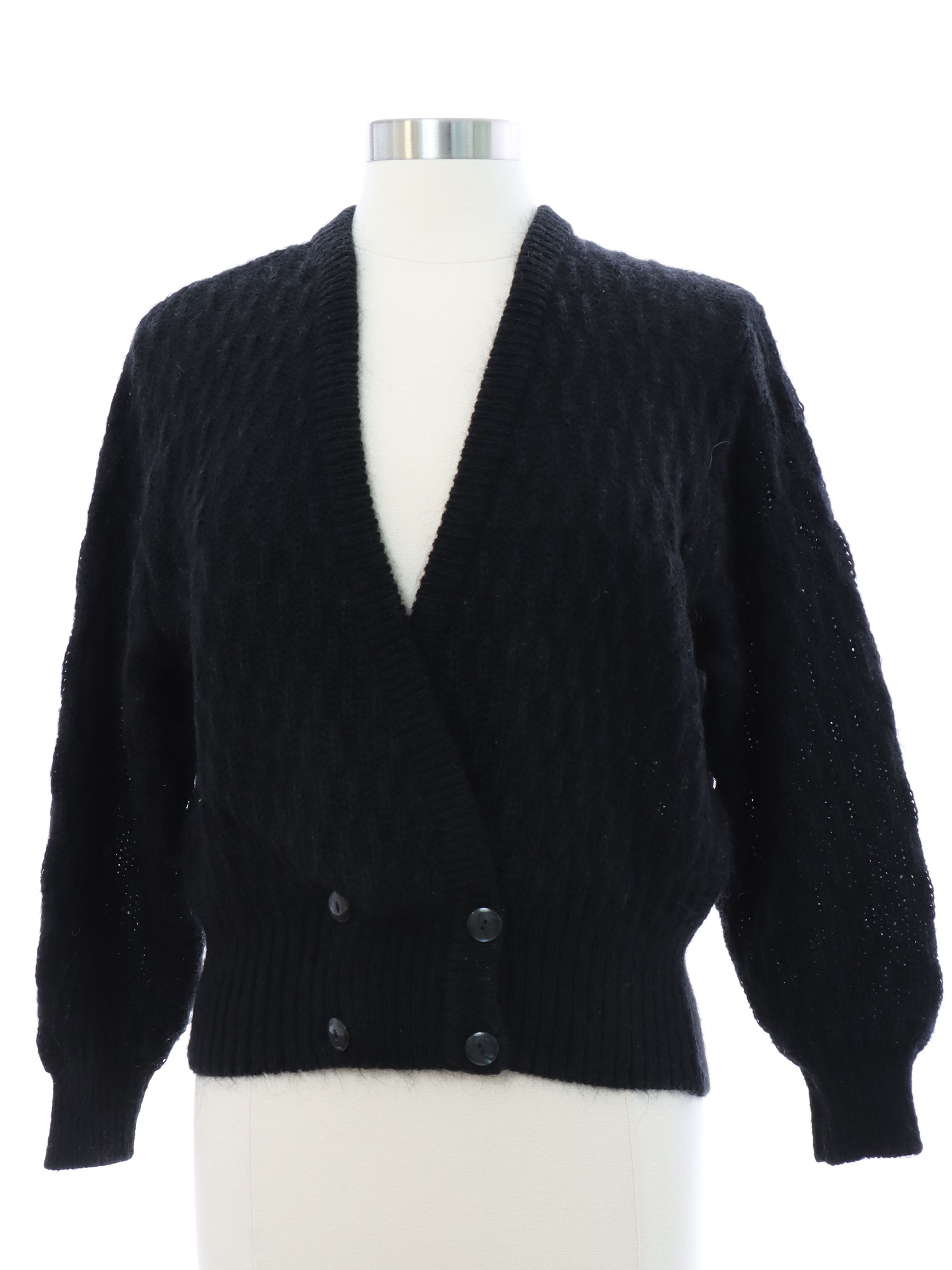 UK製 80s Stmichael Black Mohair Cardigan身幅65cm