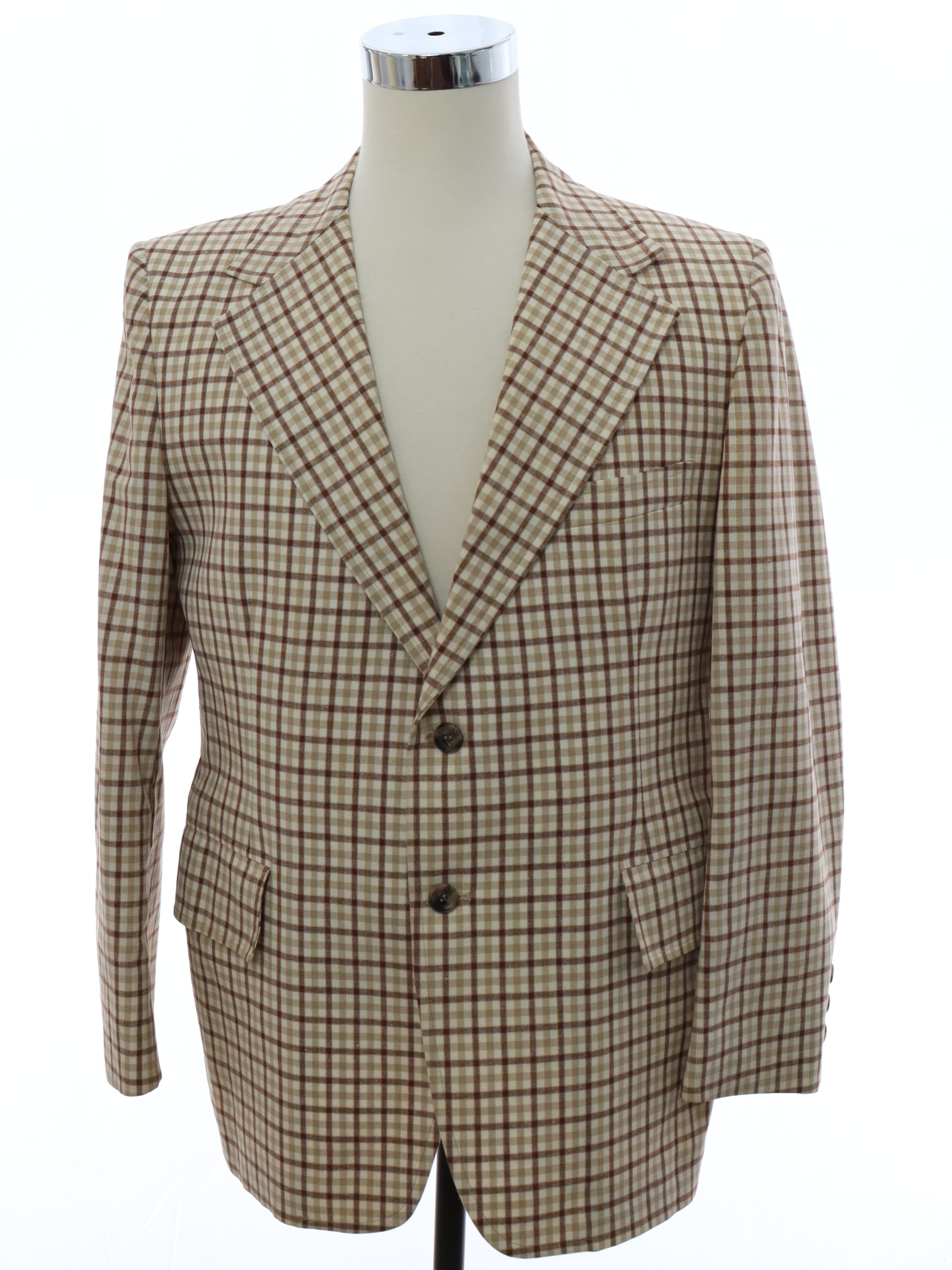 1970s Dobbshire Jacket: 70s -Dobbshire- Mens cream, tan, and brown ...