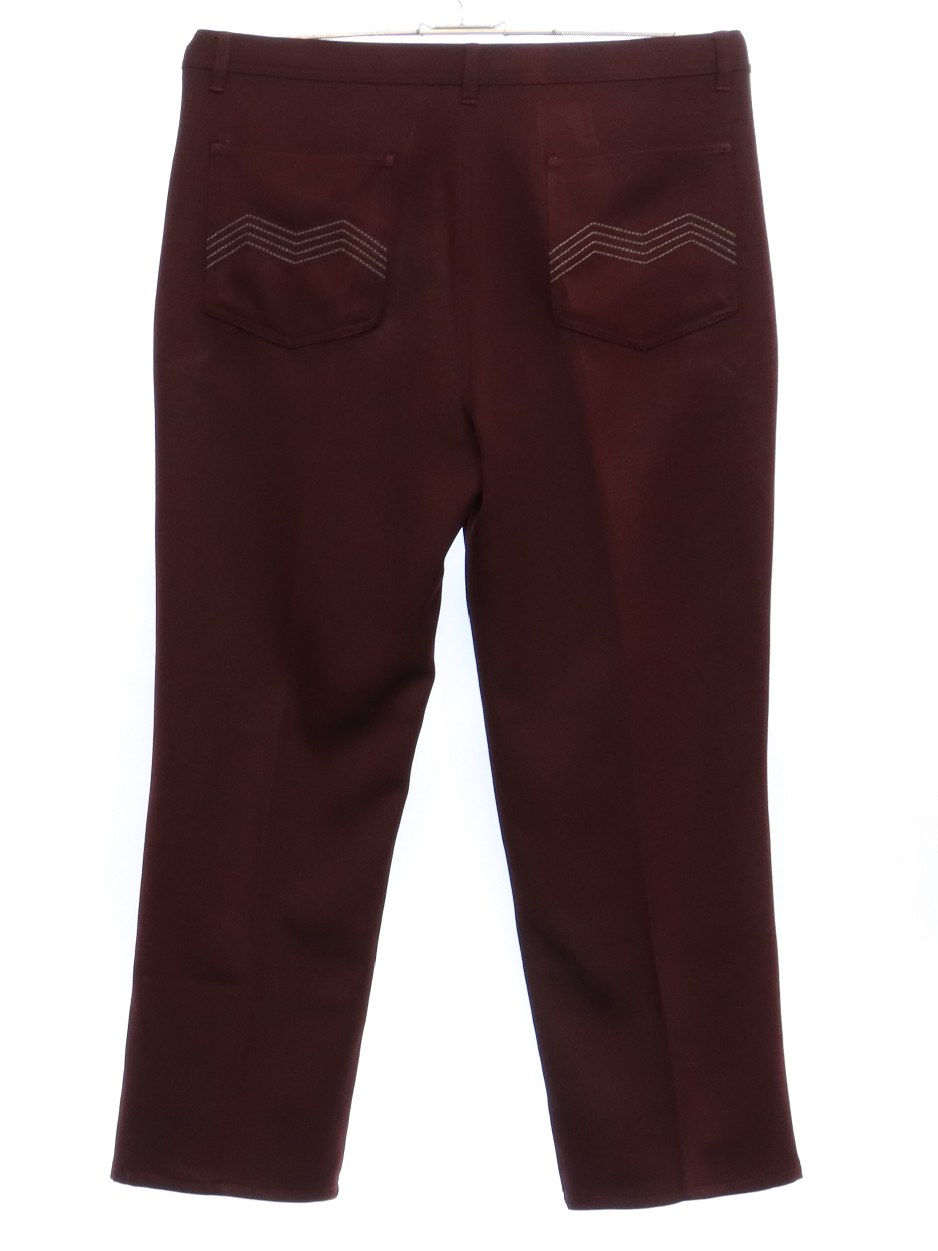 Vintage 70s Pants 70s Style made Recently Care Label Mens Burgundy vintage-70s-pants-70s-style-made-recently-care-label-mens-burgundy
