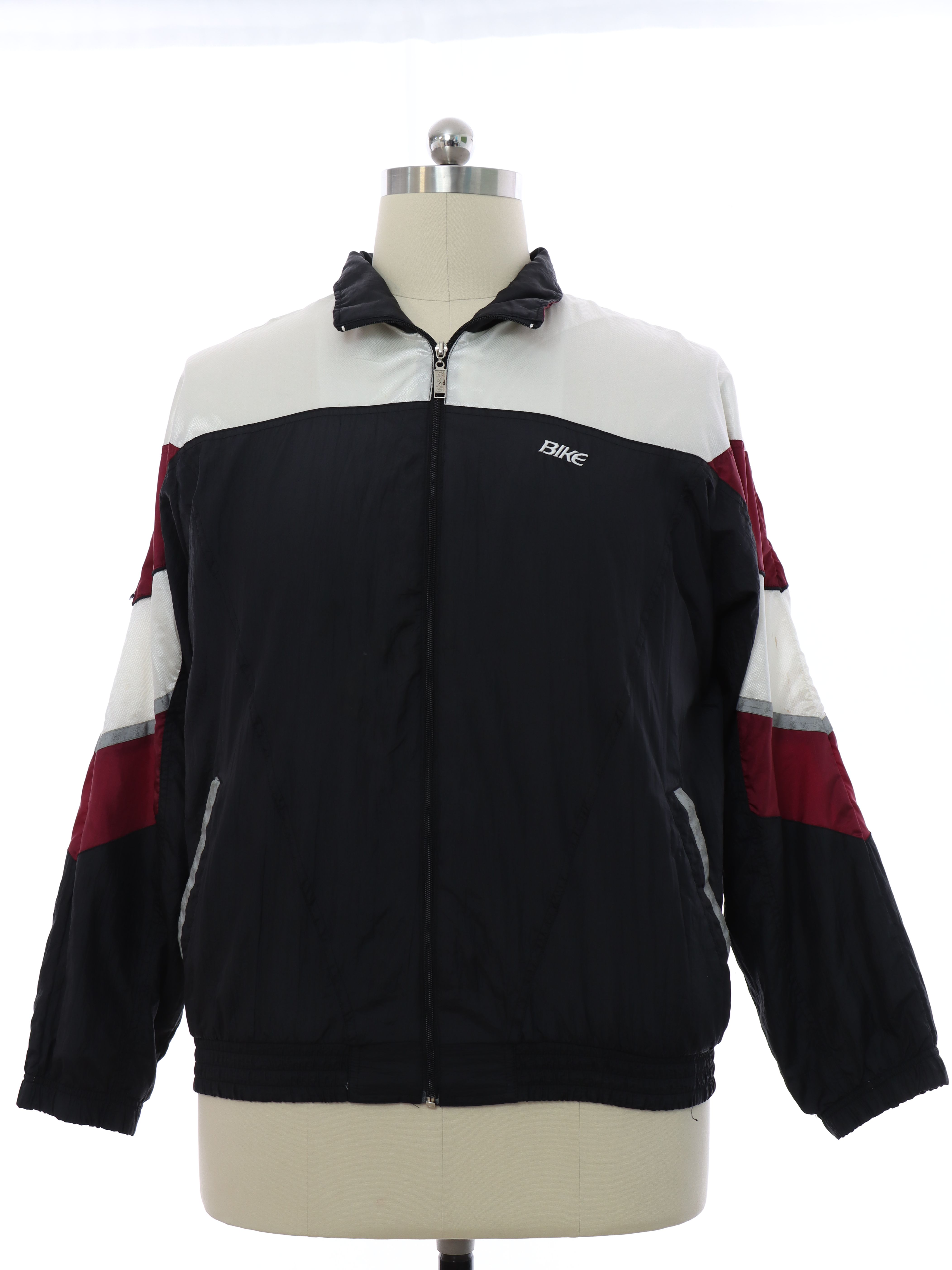 Jacket: 90s -Bike- Mens white, black, and maroon color blocked ...