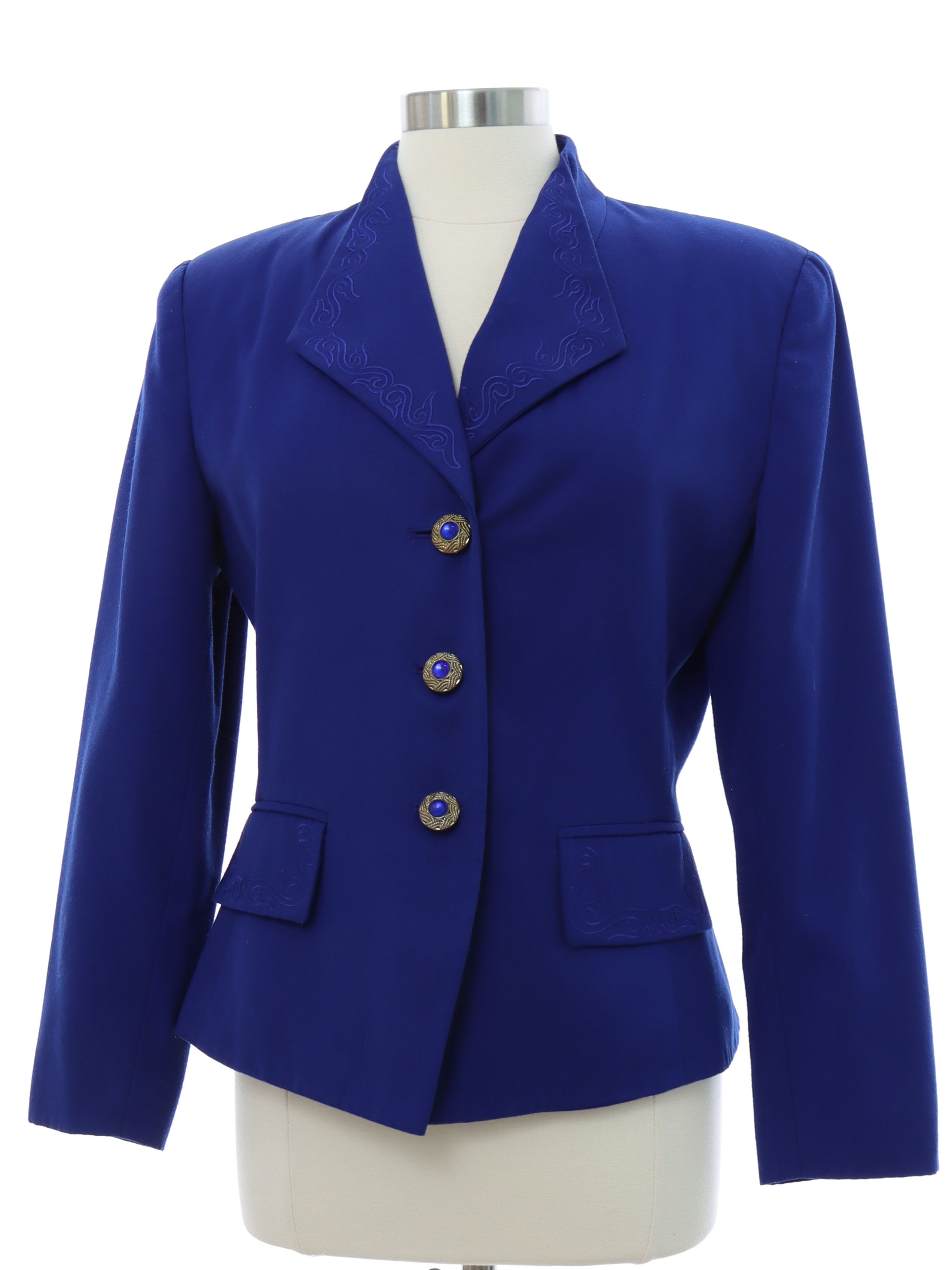 80's Vintage Jacket: 80s -Kasper- Womens true blue rayon polyester ...