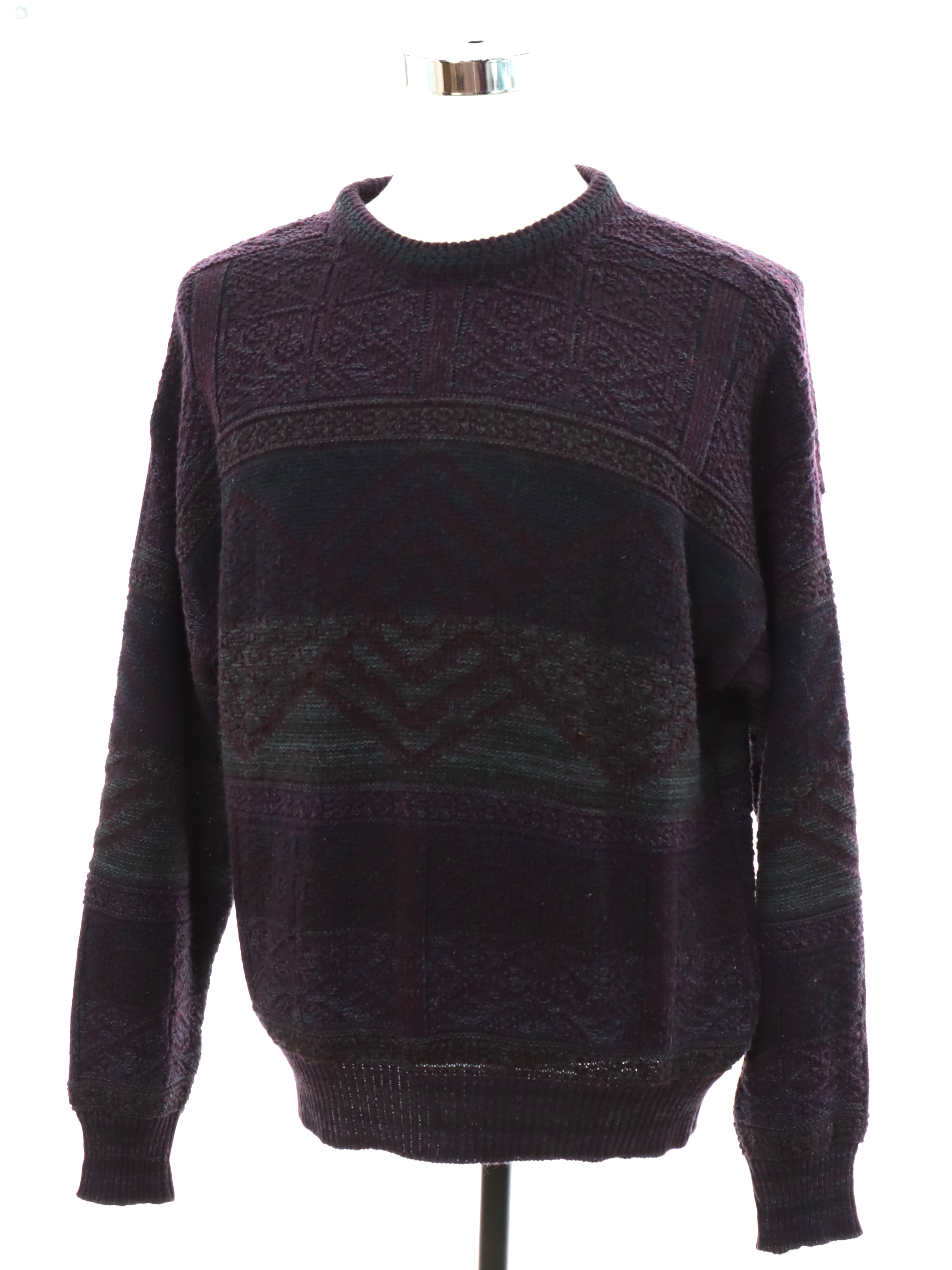 1980's Retro Sweater: 80s -Cambridge Classics- Mens plum and shades of ...