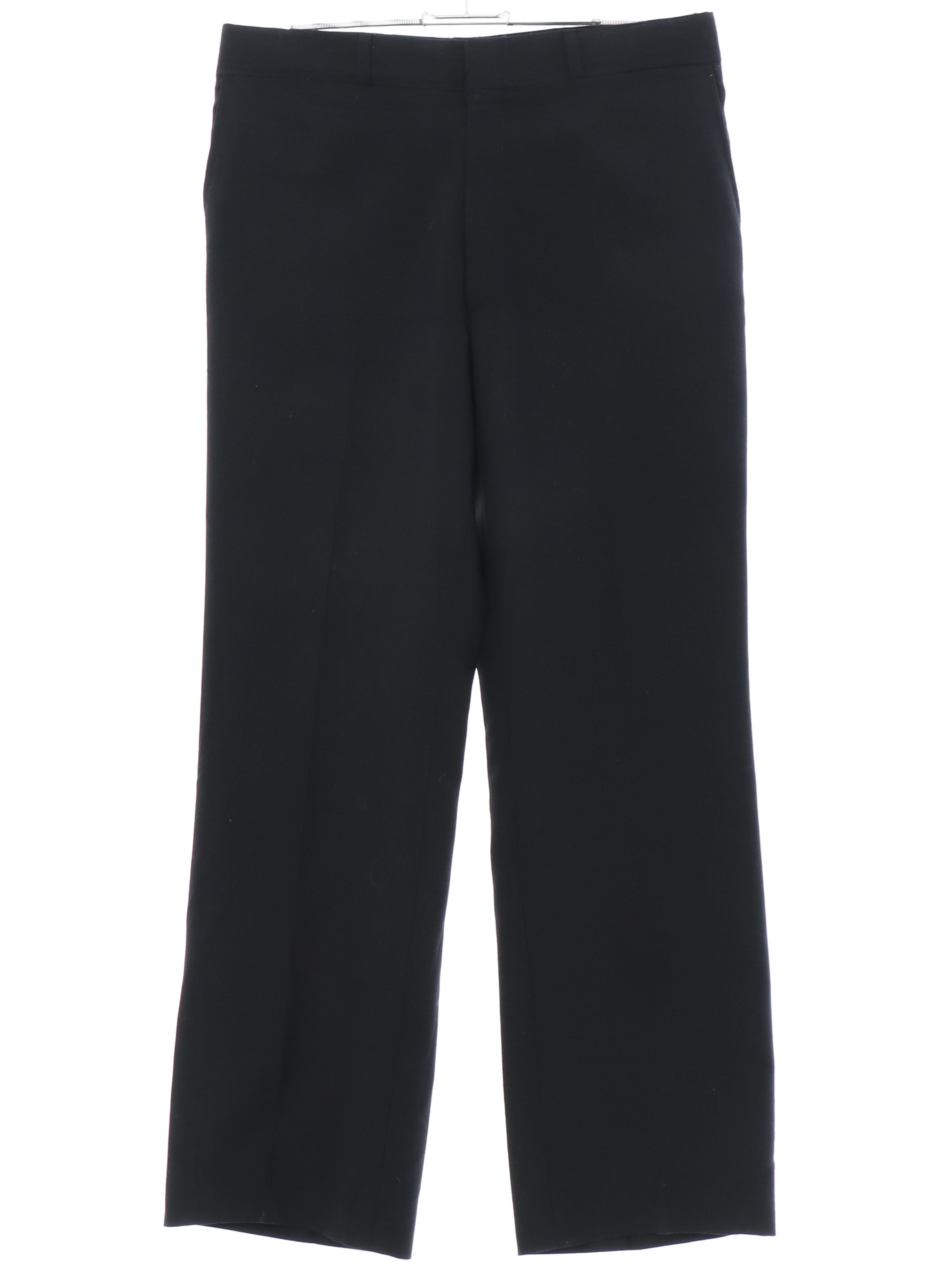 Retro 80's Pants: 80s -Adams Row- Mens black solid colored wool ...