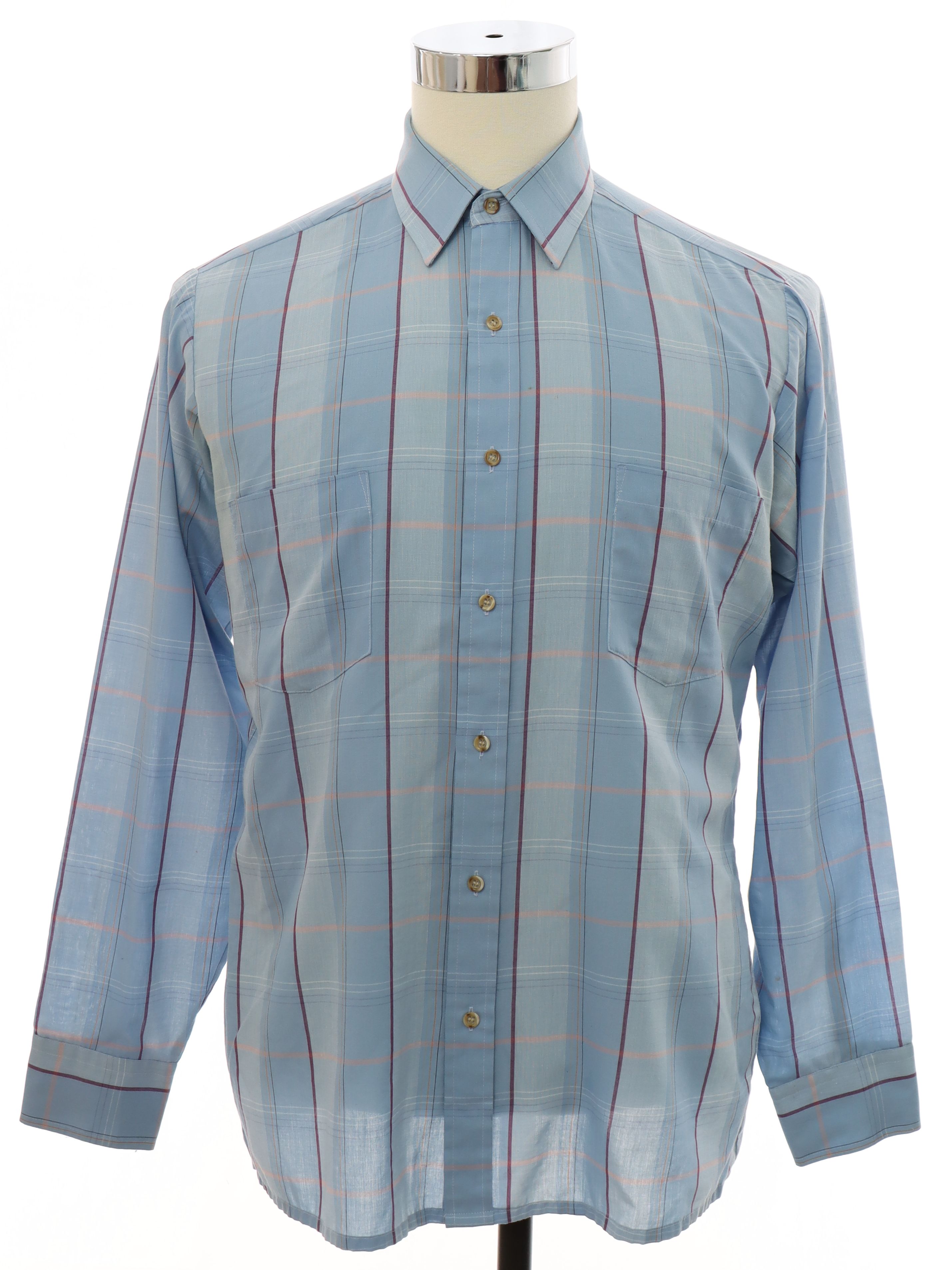Vintage Hedges 1980s Shirt: 80s -Hedges- Mens shades of blue blended ...