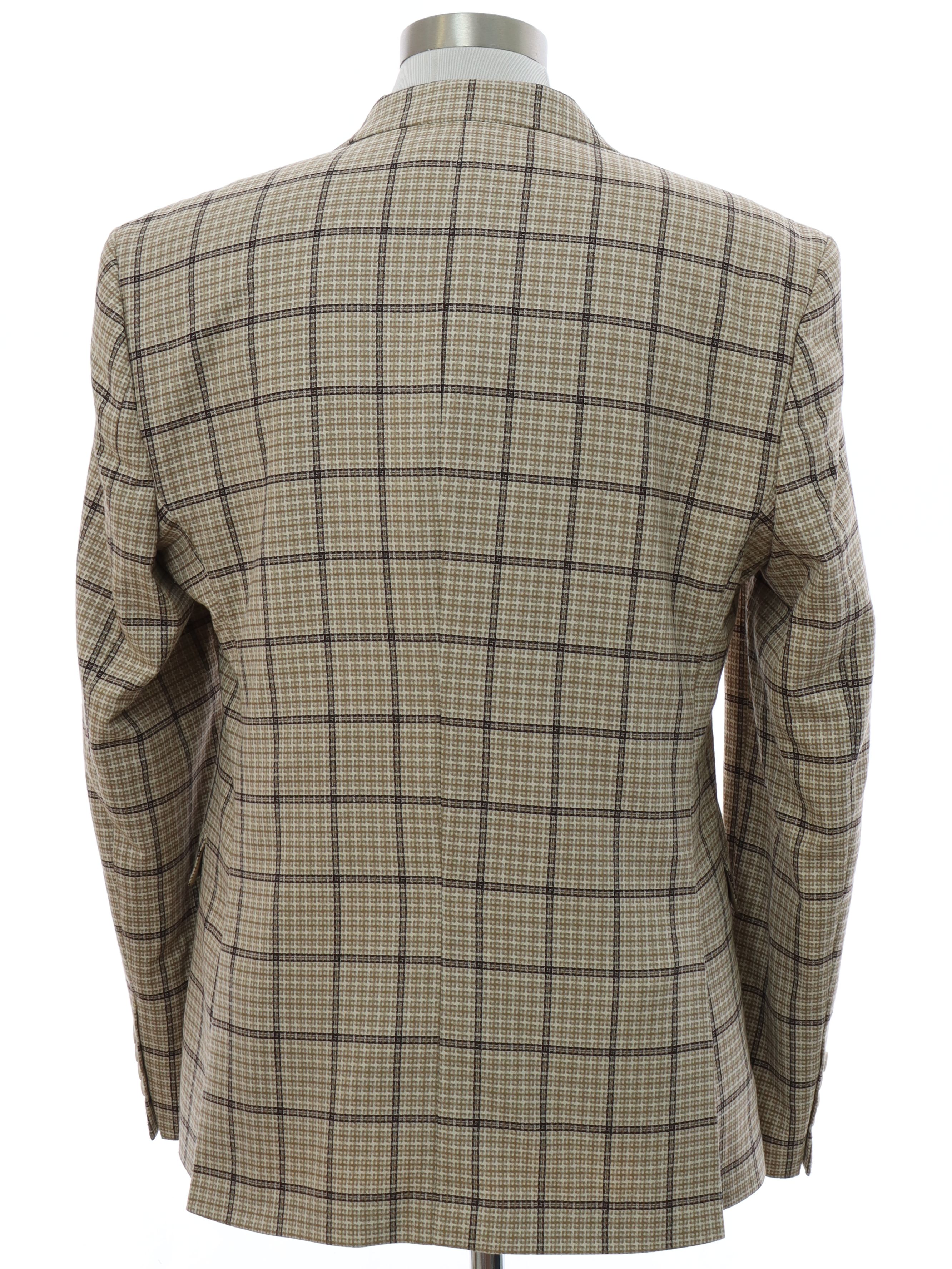 Jacket: 90s (Y2k Early 2000s) -STZ- Mens tan, cream, and
