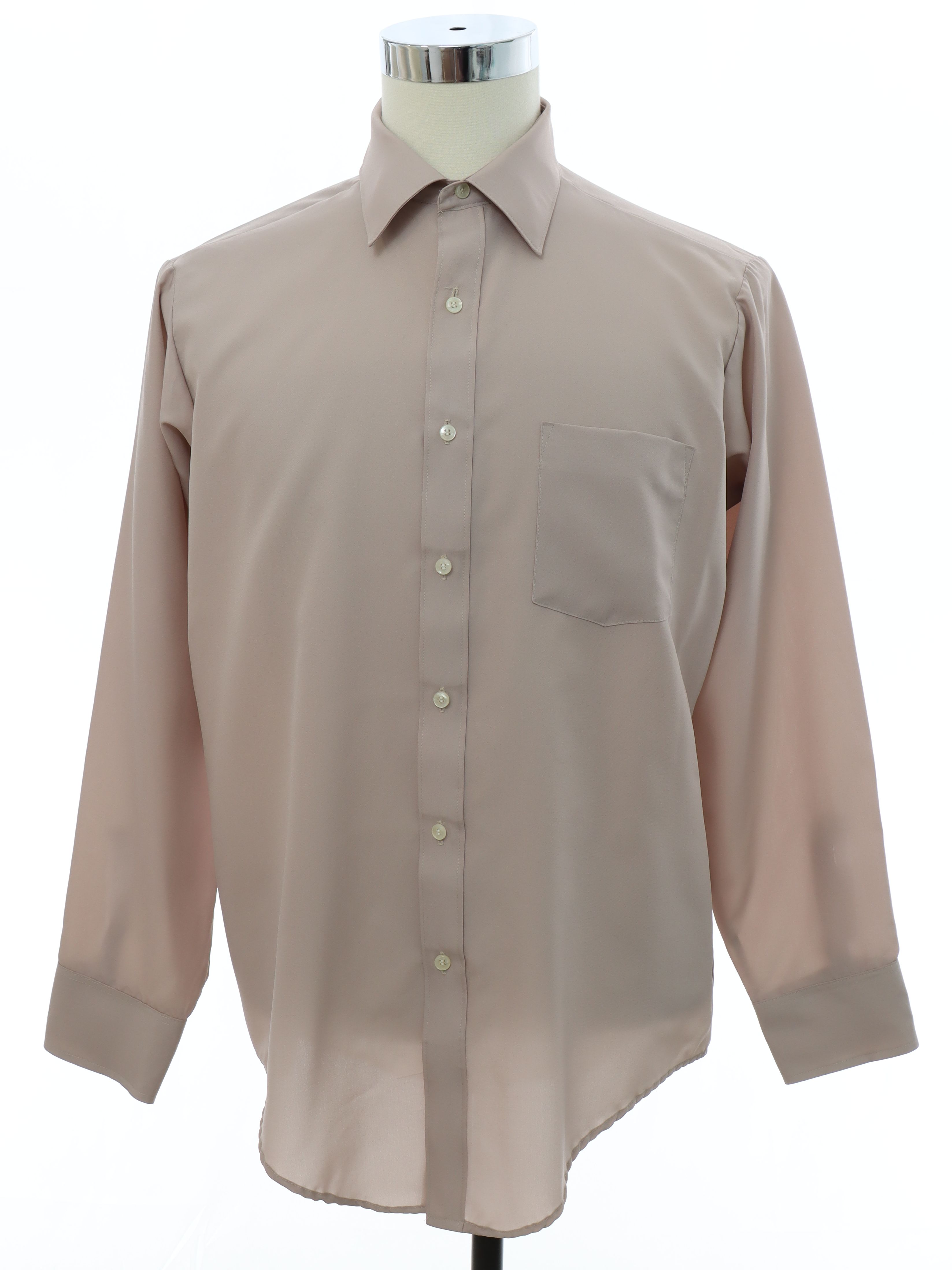 Retro Seventies Shirt: 70s -Van Heusen- Mens taupe lightweight ...