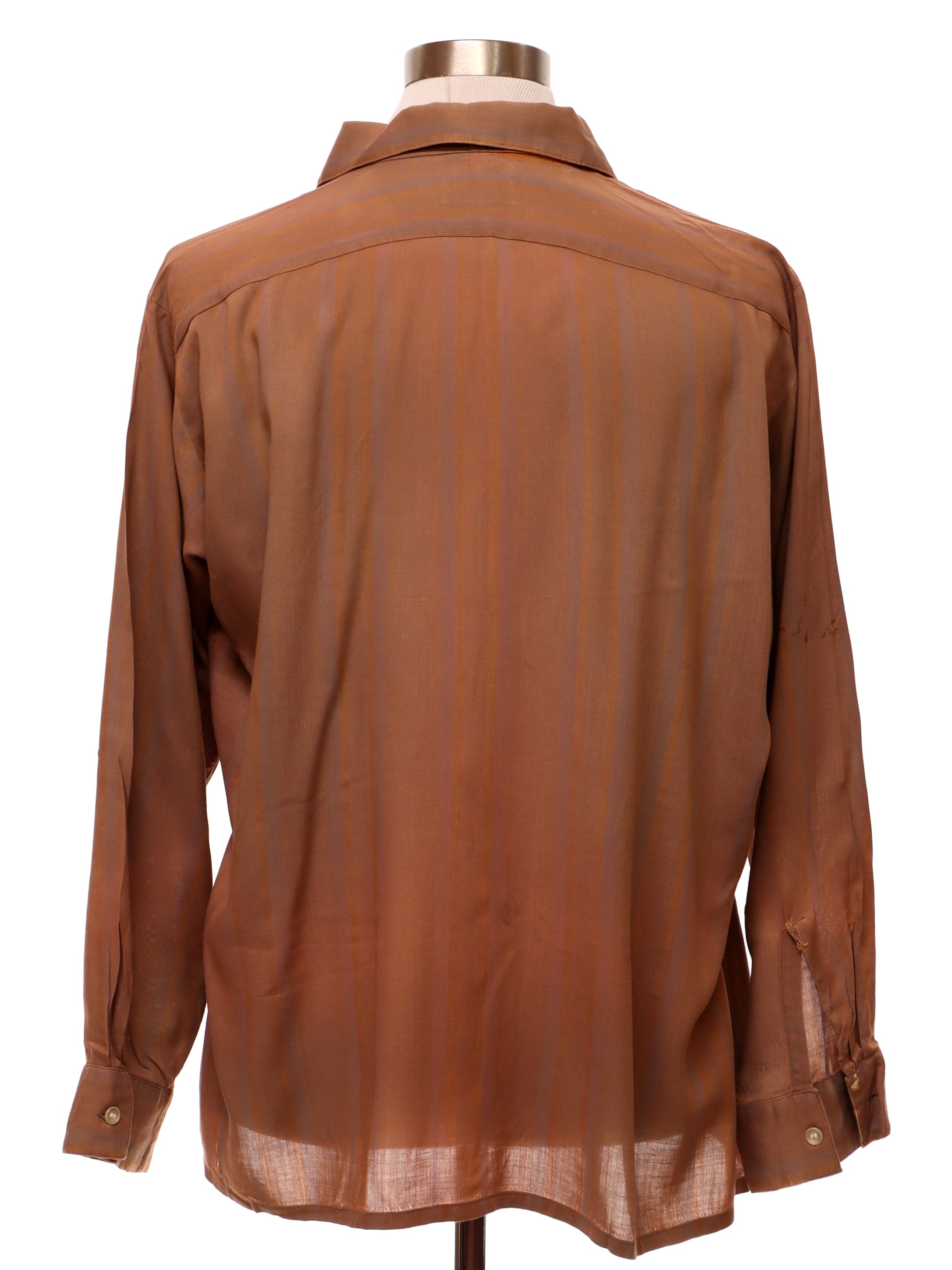 50s Vintage Arrow Shirt: 50s -Arrow- Mens light brown rayon