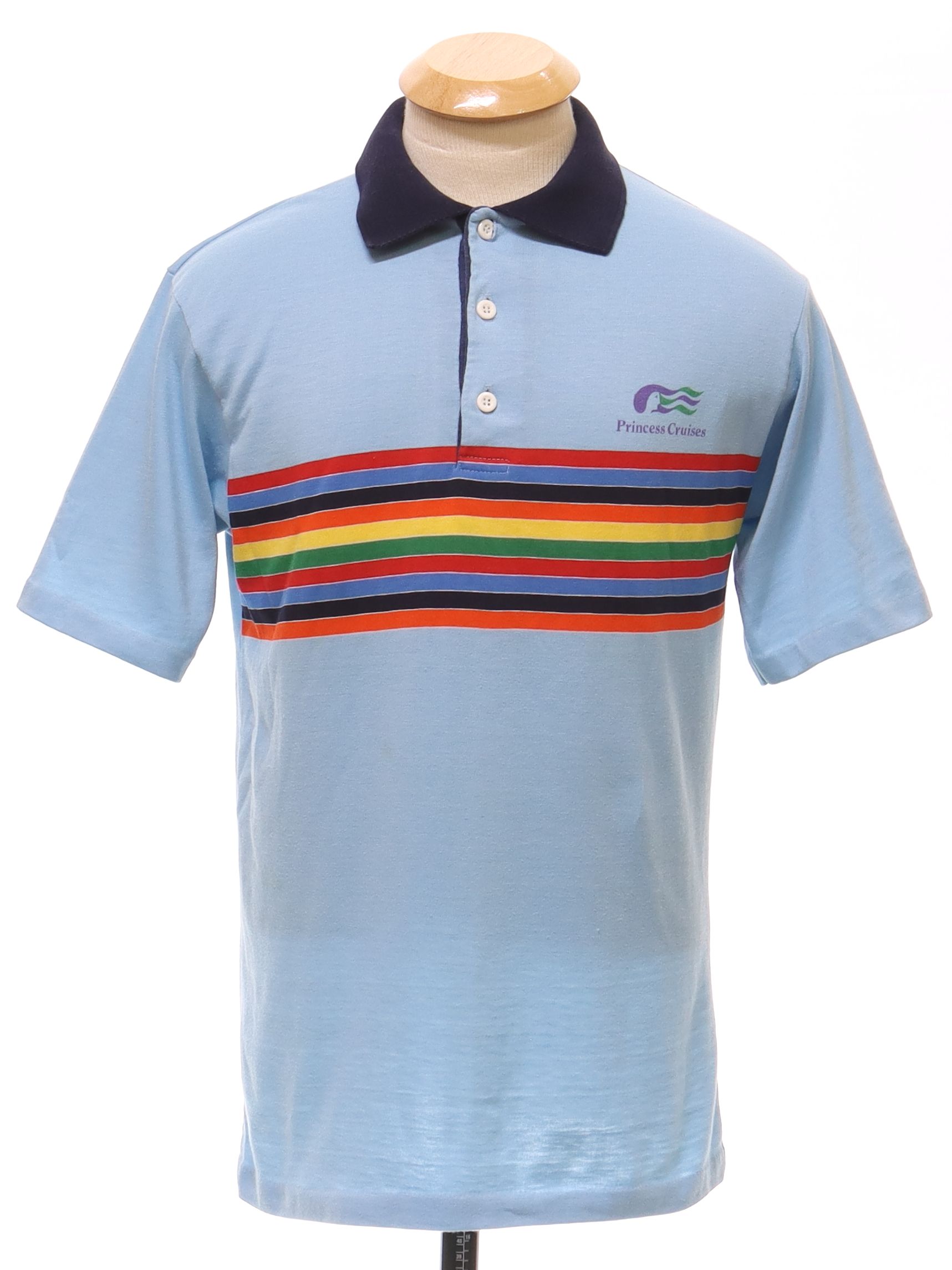 1980's Retro Shirt: 80s -Hang Ten- Mens pale blue background, red ...