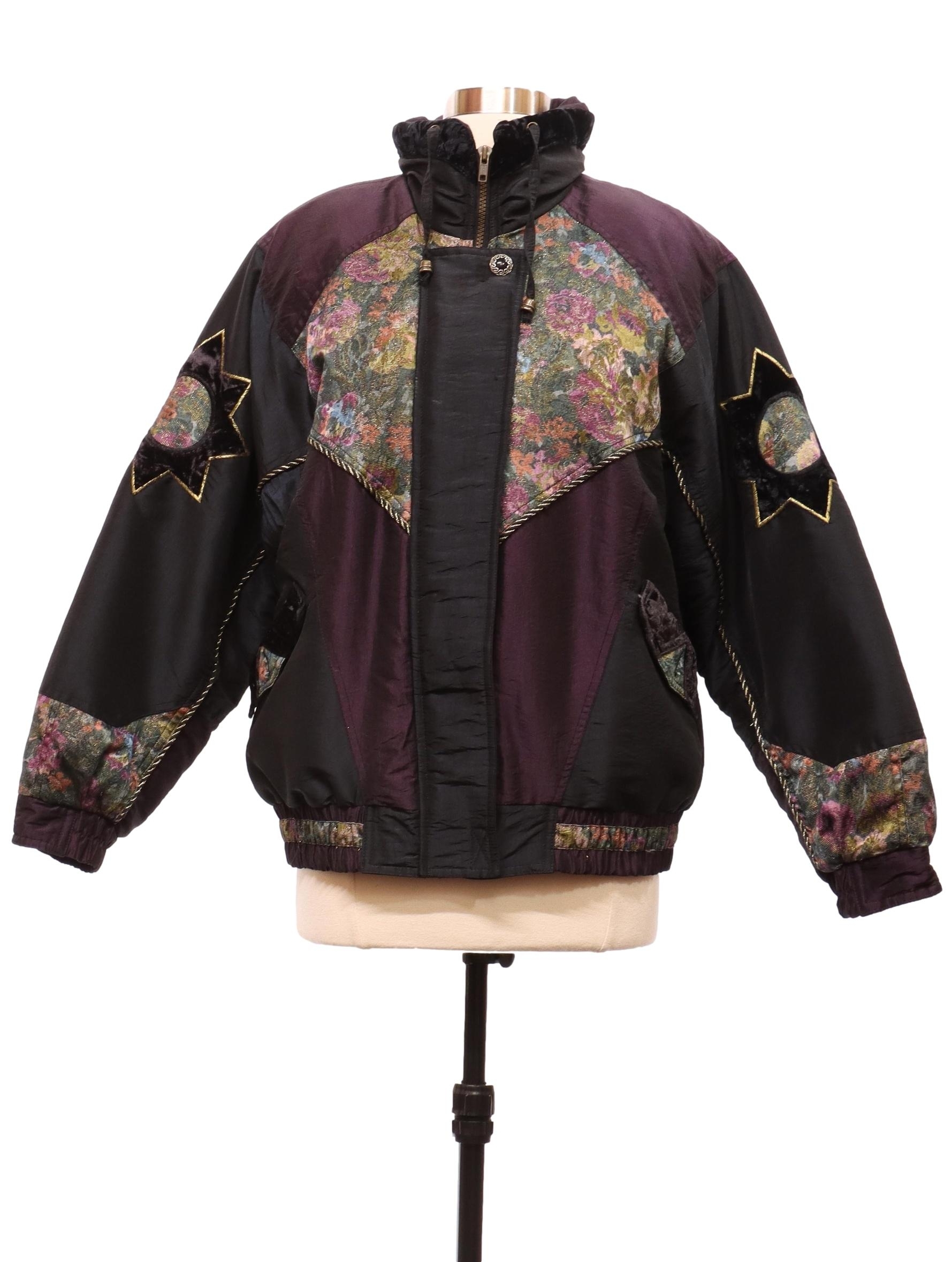 1990s Vintage Jacket: 90s -Karizma- Womens black and deep plum ...