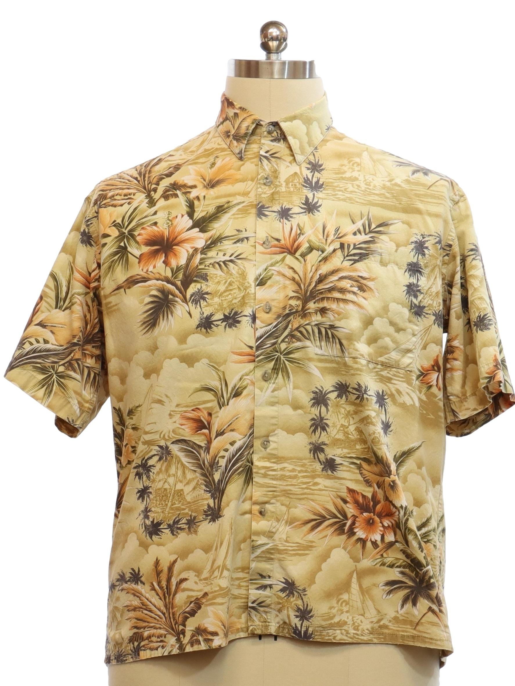 Campia Nineties Vintage Hawaiian Shirt: 90s -Campia- Mens tan multi ...