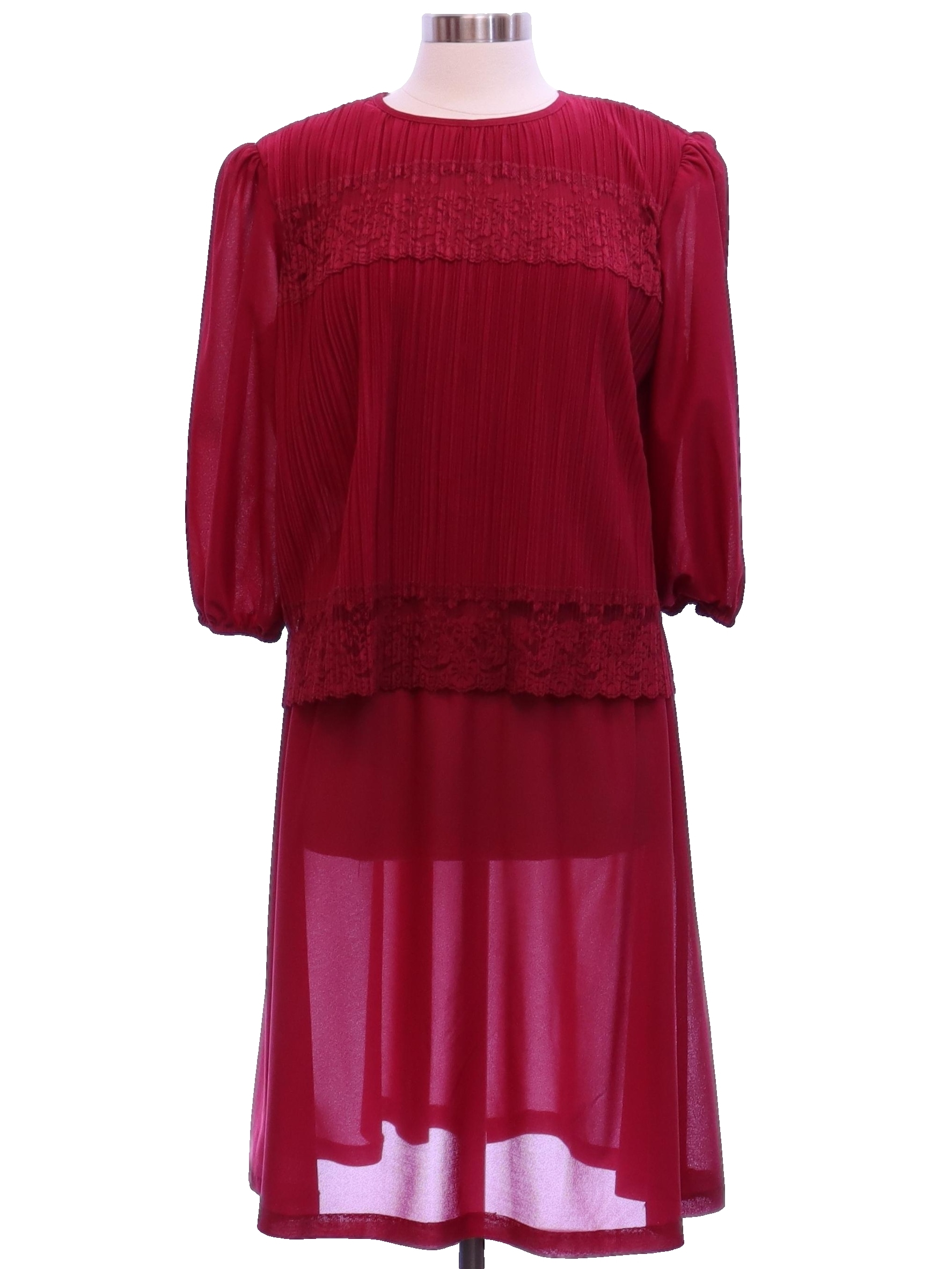 Retro 80 s Dress Late 80s No Label Womens Berry Red Slinky Polyester retro-80-s-dress-late-80s-no-label-womens-berry-red-slinky-polyester