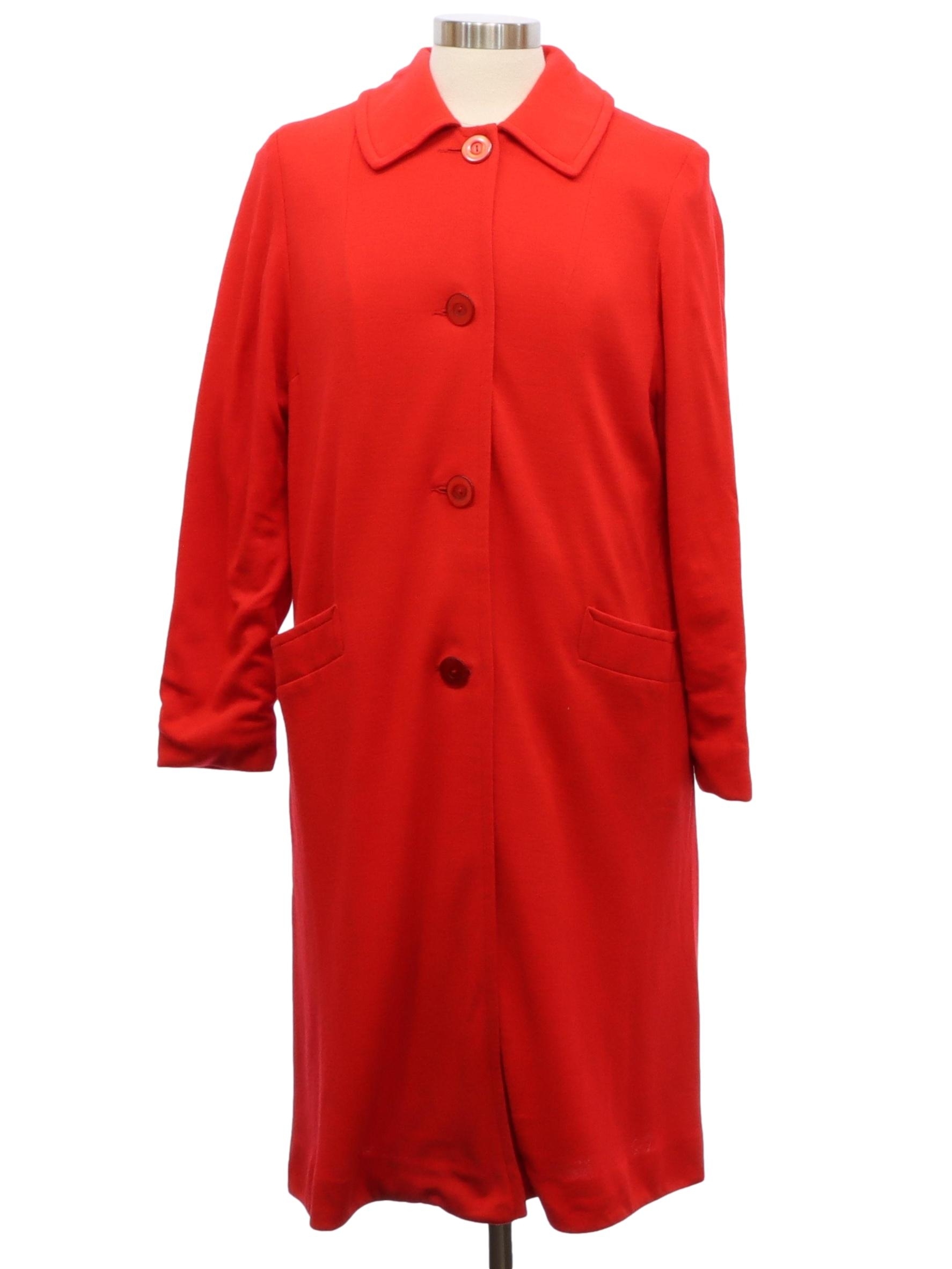 1960's Retro Jacket: 60s -LynnKay- Womens true red acrylic blended wool ...