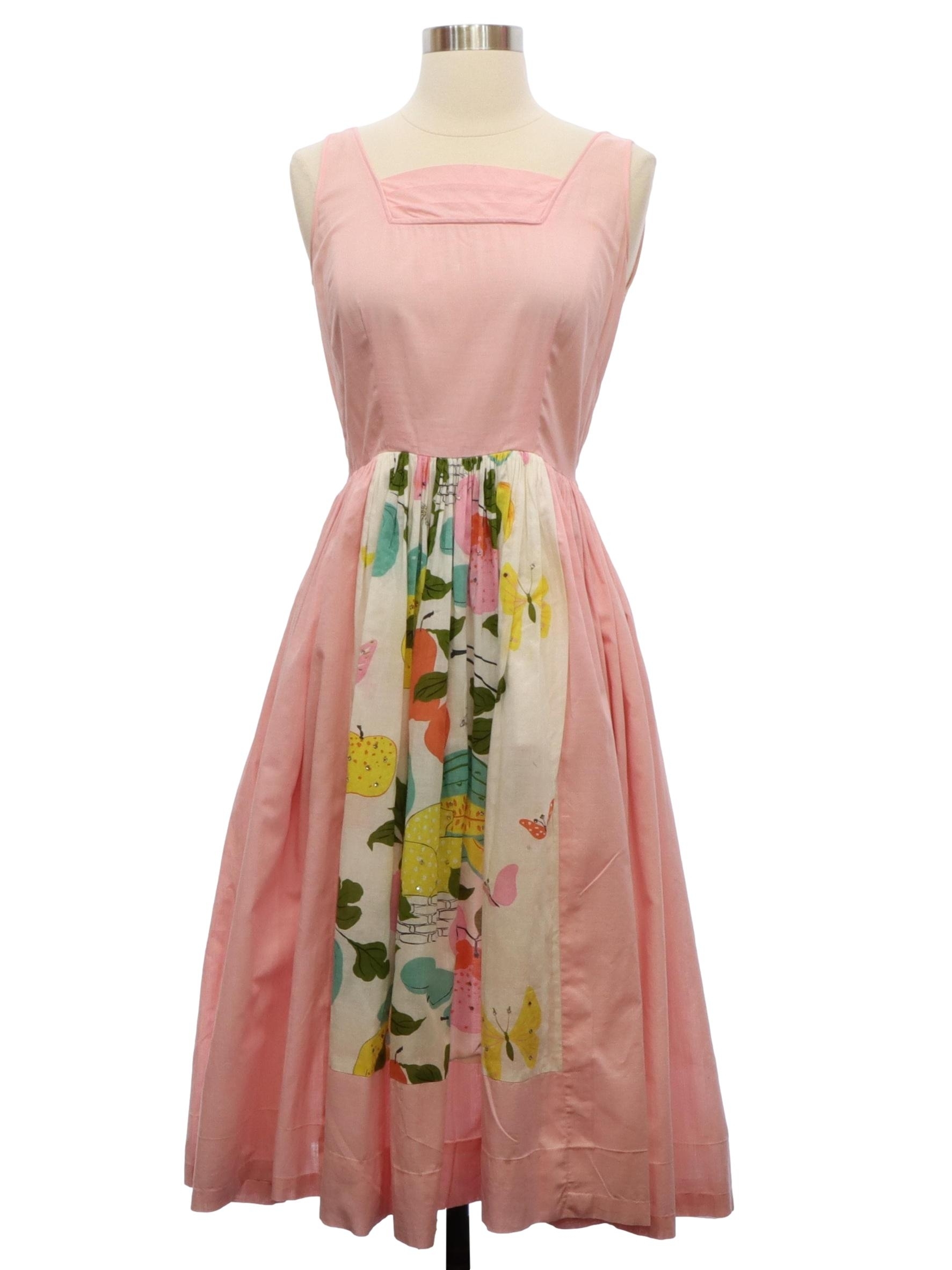1950s Dress: 50s -Missing Label (may be home sewn) Womens pink blended ...