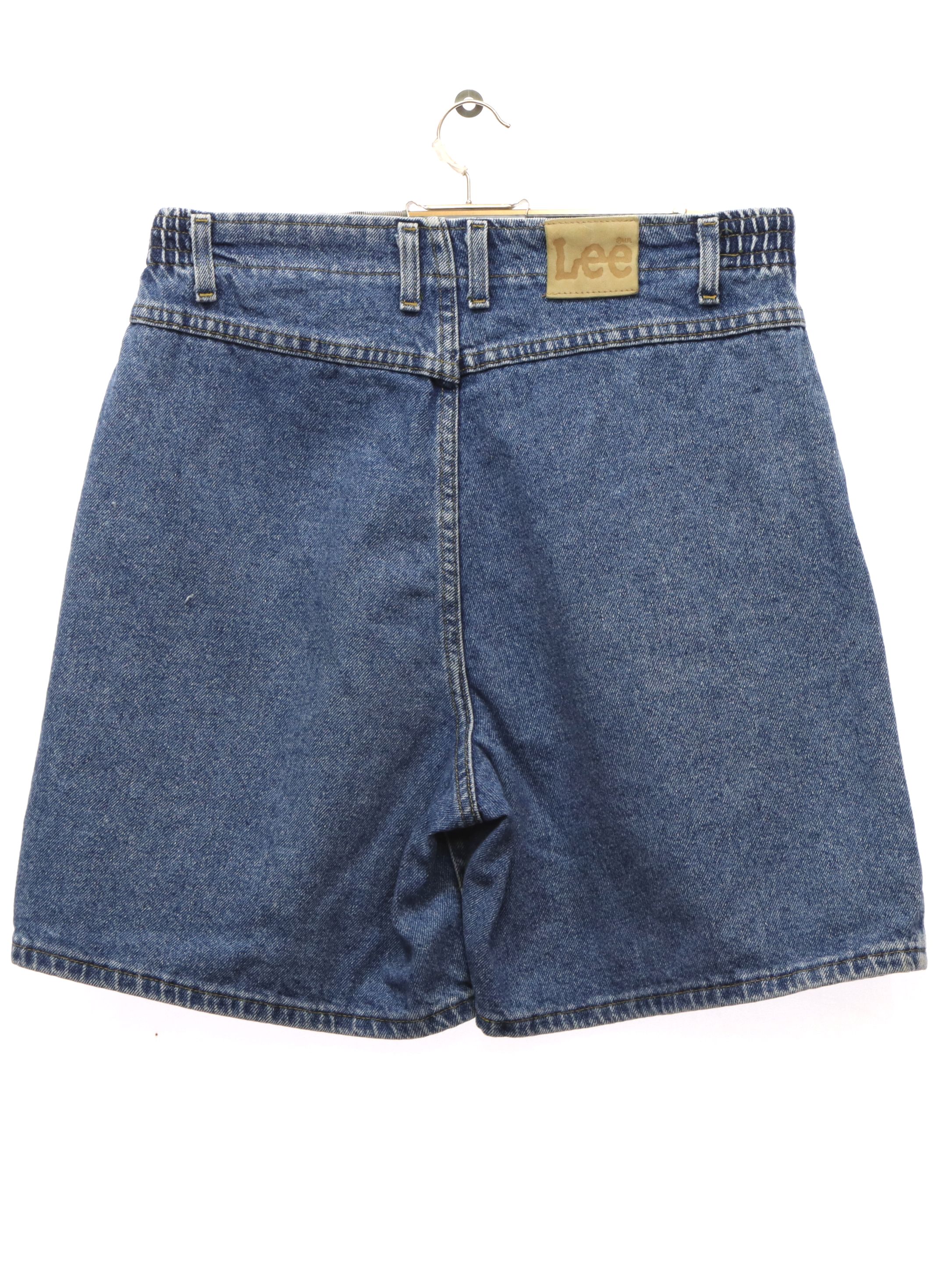 Vintage 1980 s Shorts 80s Lee Womens stone washed blue cotton Totally 80s denim jeans shorts. Elastic on the sides of the waistband a back yoke detail front scoop pockets and a small