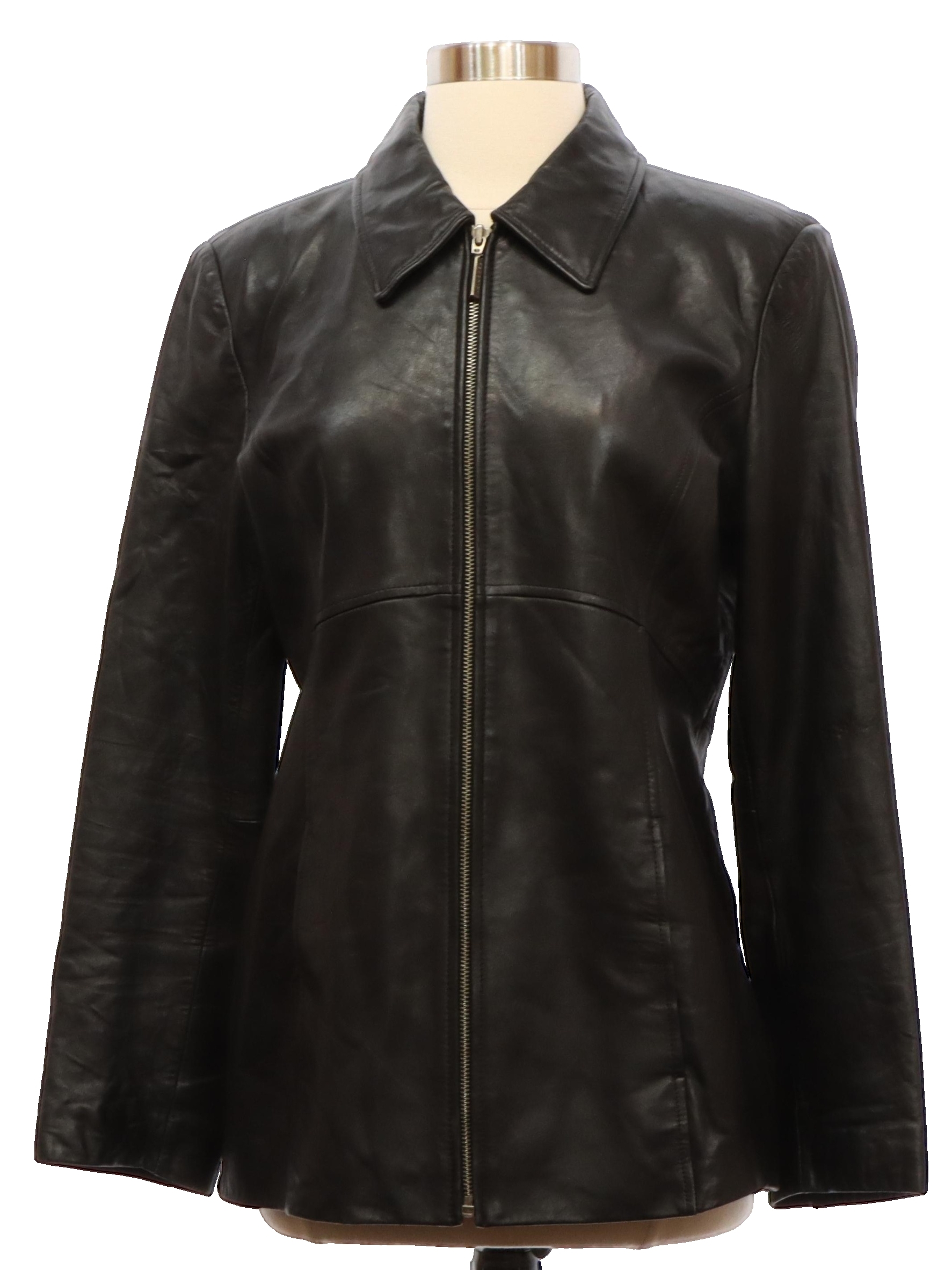 Leather Jacket: 90s (Early y2k 2000s) - Reaction Kenneth Cole- Womens ...