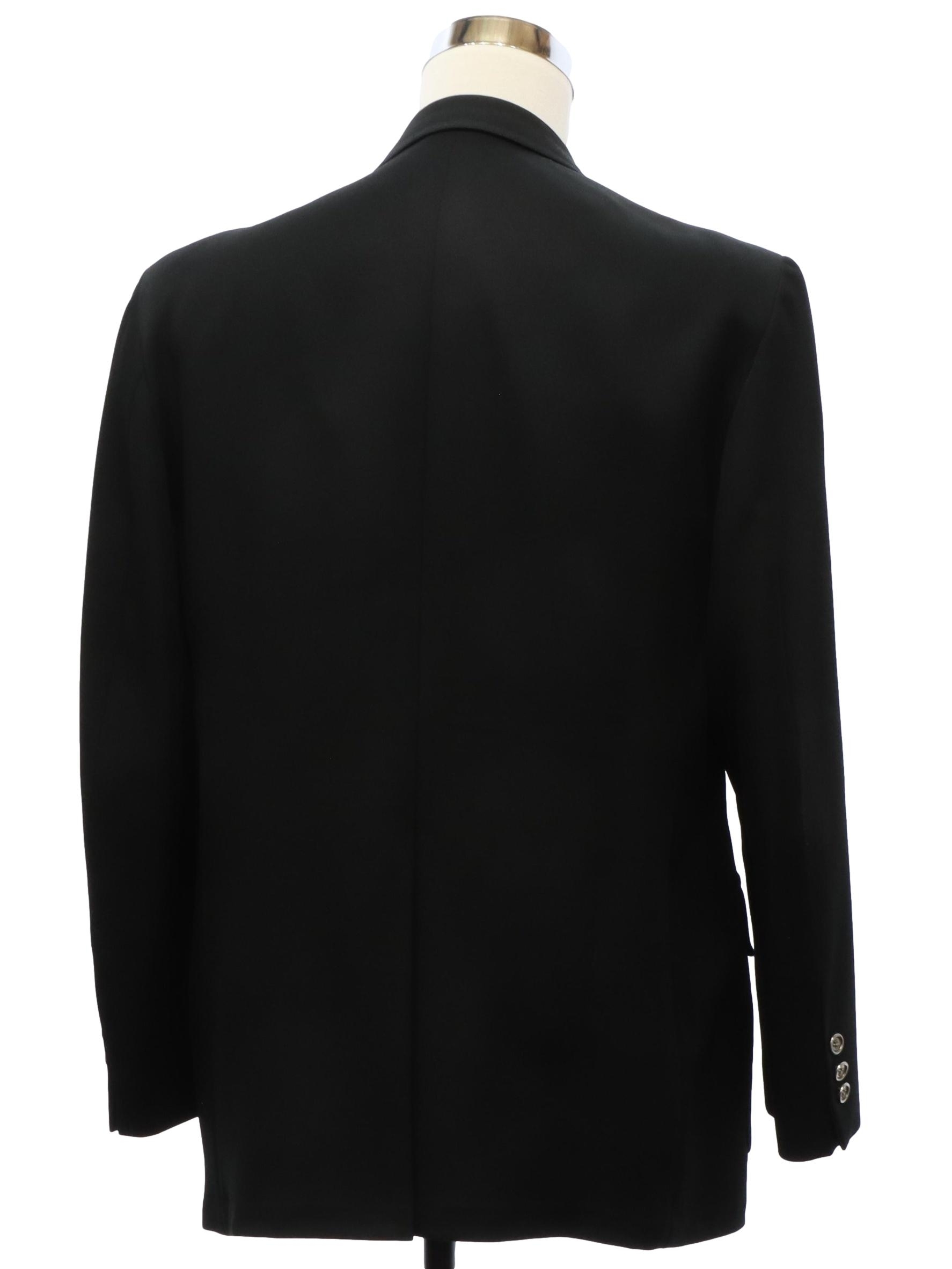 The JCPenney Comfort Blazer 70 s Vintage Jacket Late 70s The JCPenney Comfort Blazer Mens black background polyester long sleeve 2 button front closure disco blazer sport coat jacket. 3 accent sleev...