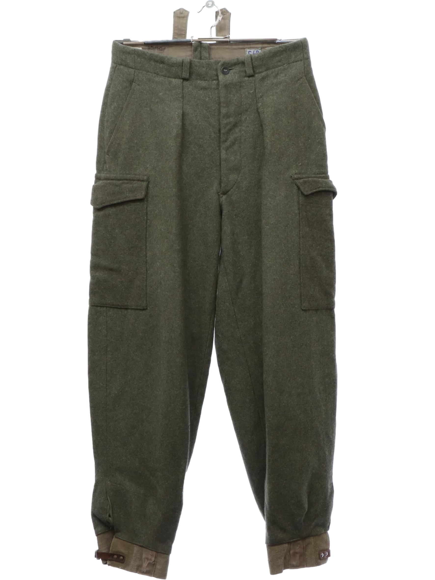 40's C48 N96K Pants: Late 40s -C48 N96K- Mens heather olive grey ...