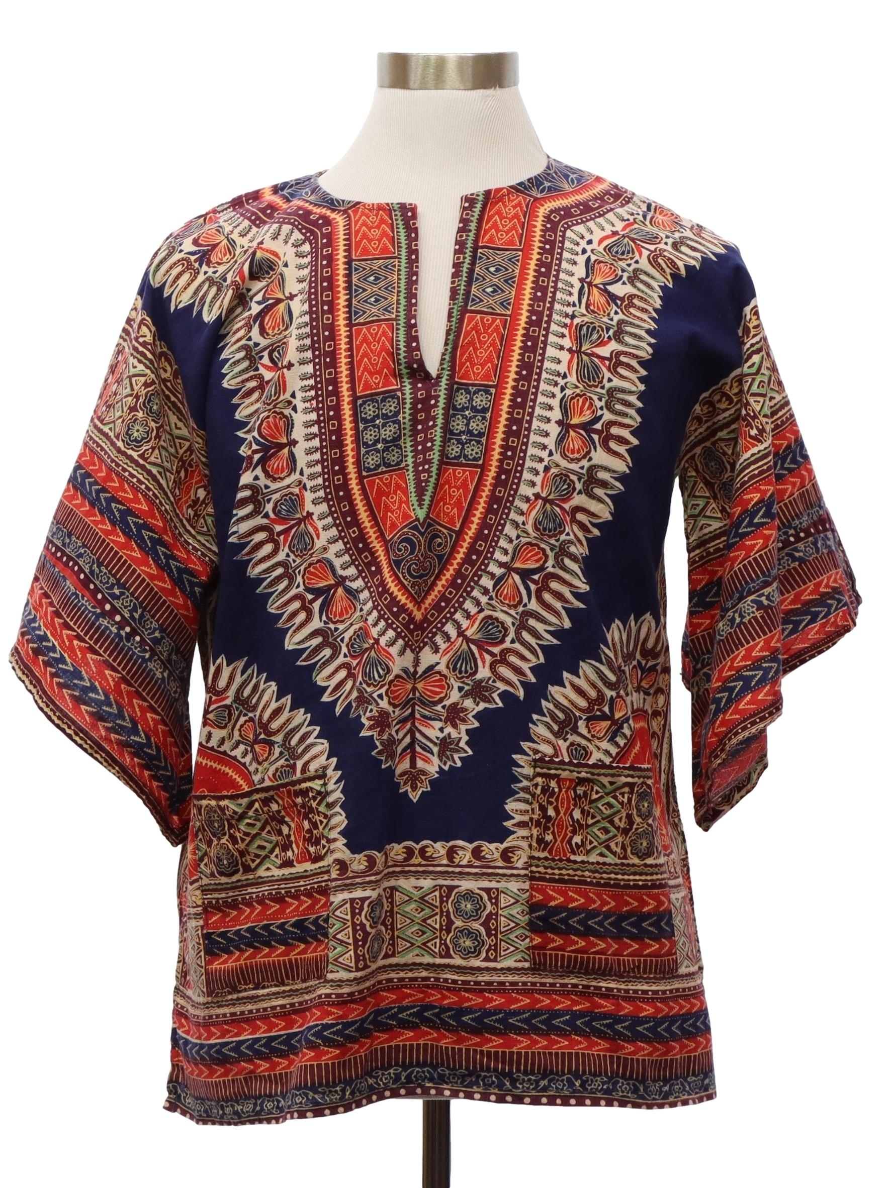 1970 s Vintage Carib Fashion Dashiki Shirt 70s style made in 80s